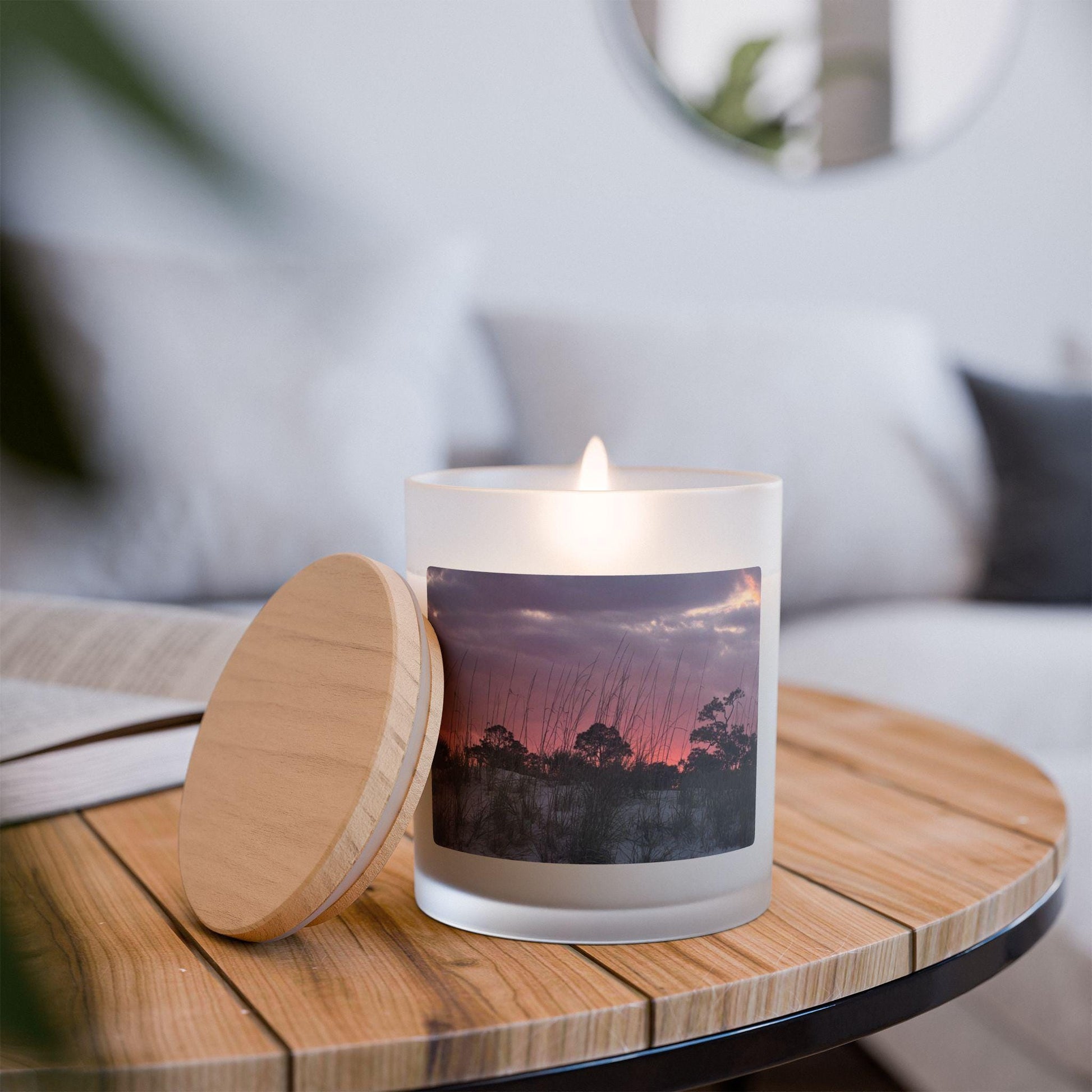 Wood Wick Container Candle With Purple-Hued Sunset On HHI (11 oz.)