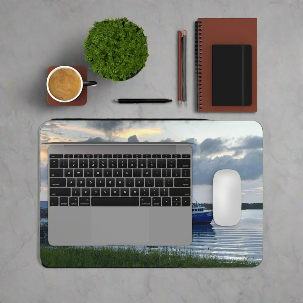 Mousepad With Fishing Boat At Sunset On Hilton Head Island.