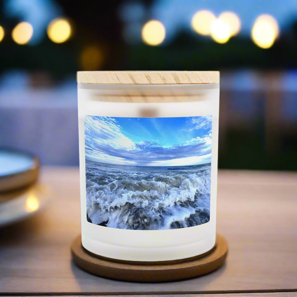 Wood Wick Container Candle Bright Blue Surf (11 oz.)
