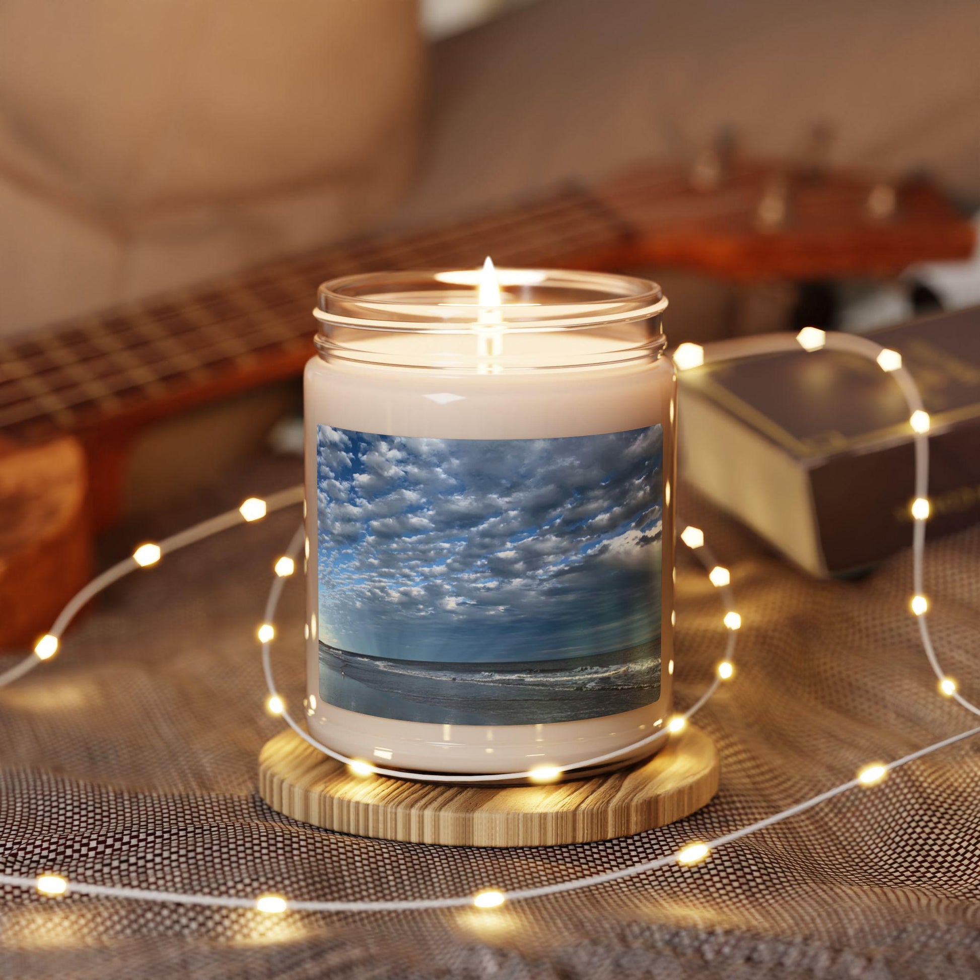 Jar Candle With Blue Clouded Sky and Sea (9 oz.)