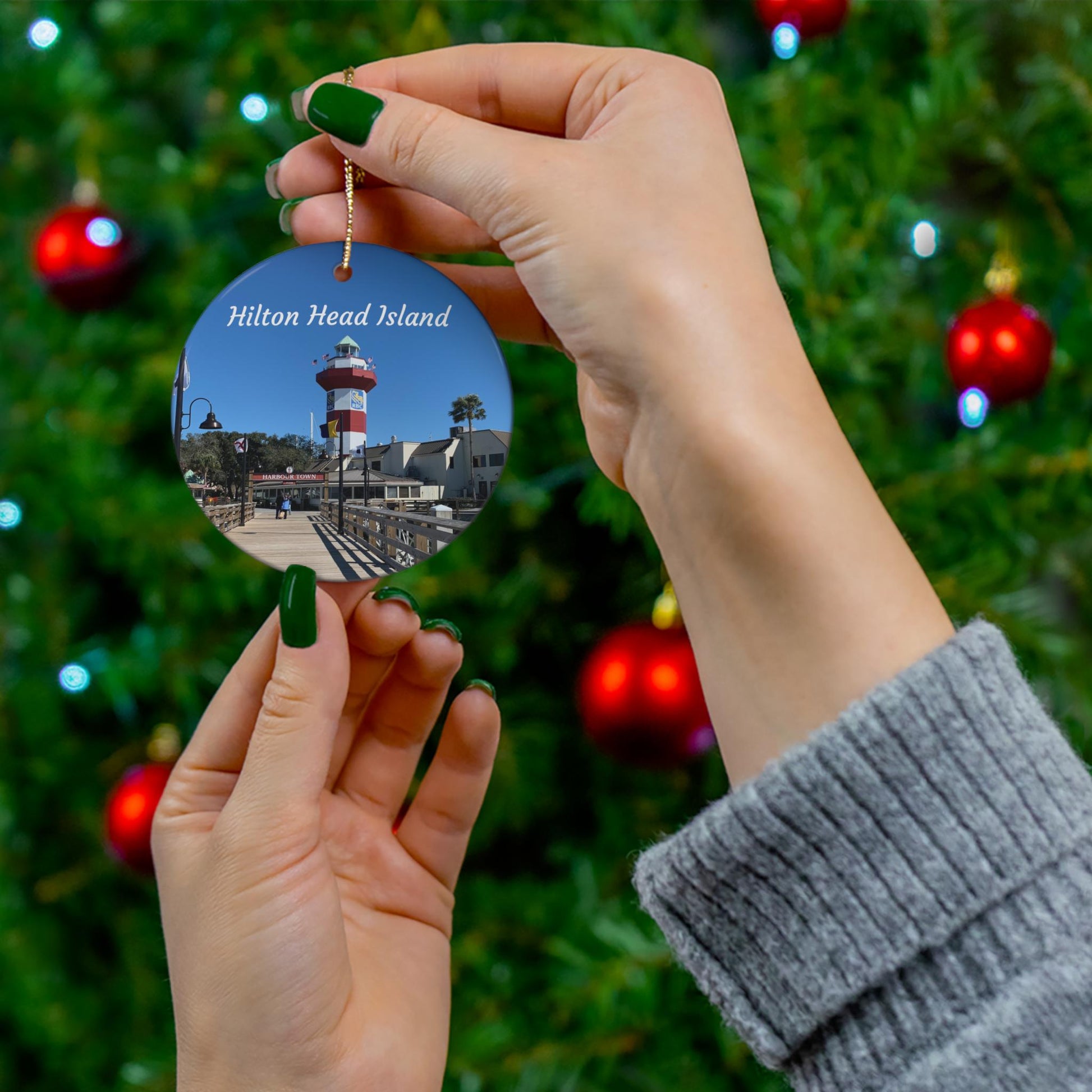 Christmas Ornament With Sea Pines Light House Imagery