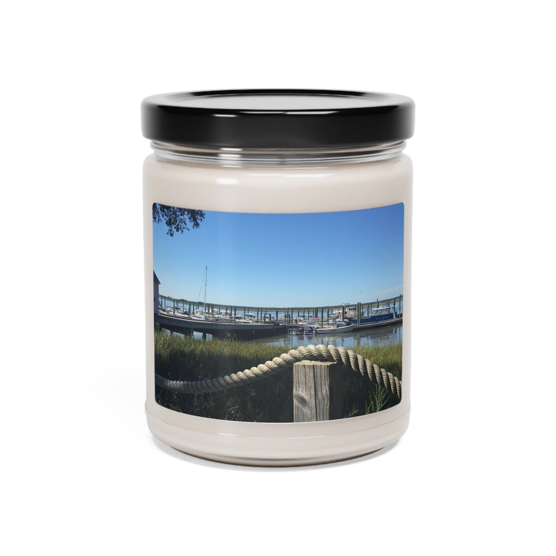 Jar Candle (9 oz.) with image of Daufuskie Island dock