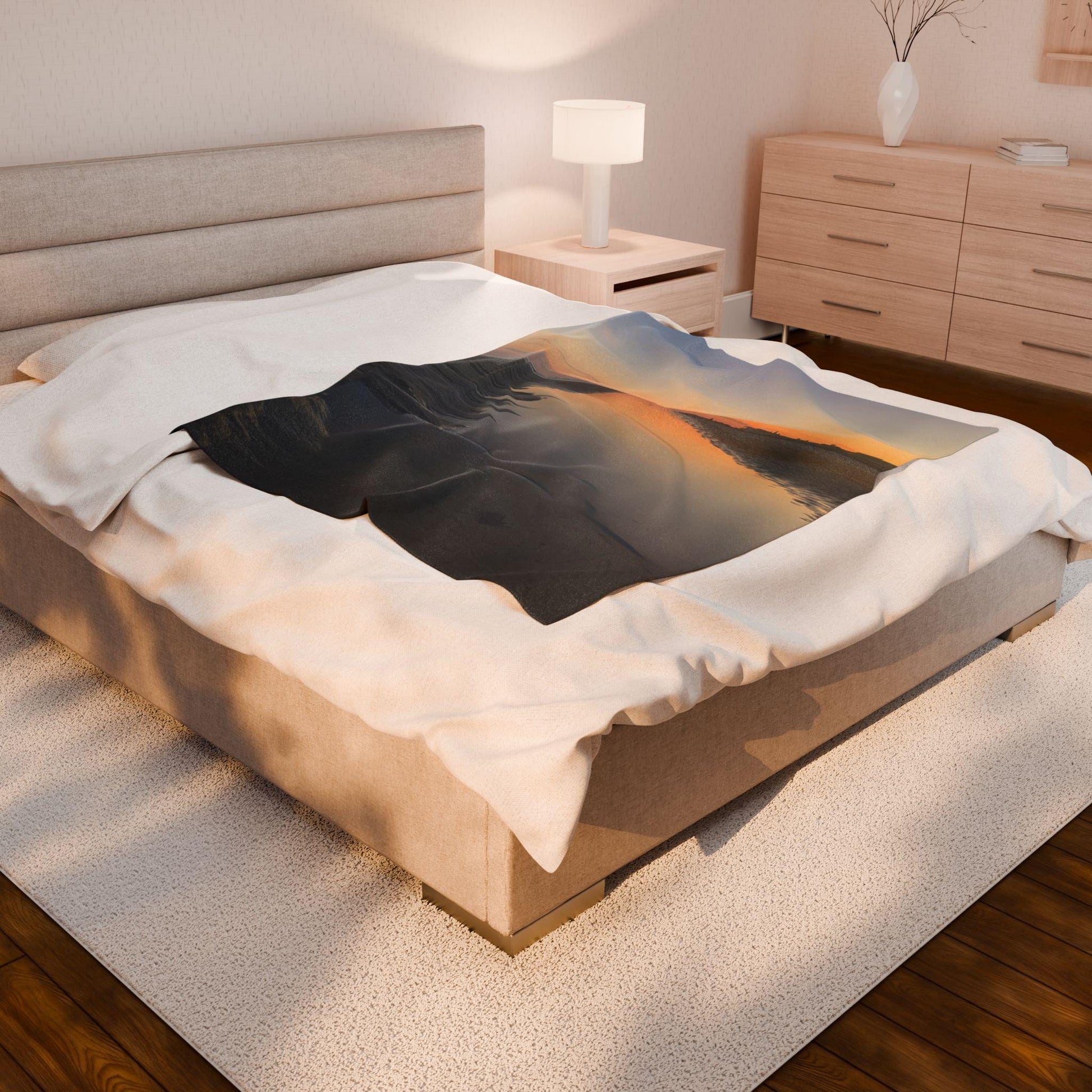 Velveteen Blanket With Sunset Reflected in Tidal Pool on Hilton Head Island