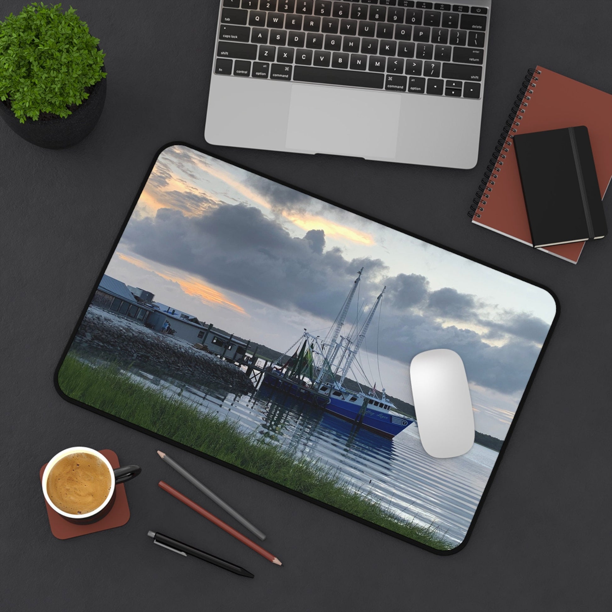 Mousepad With Fishing Boat At Sunset On Hilton Head Island.