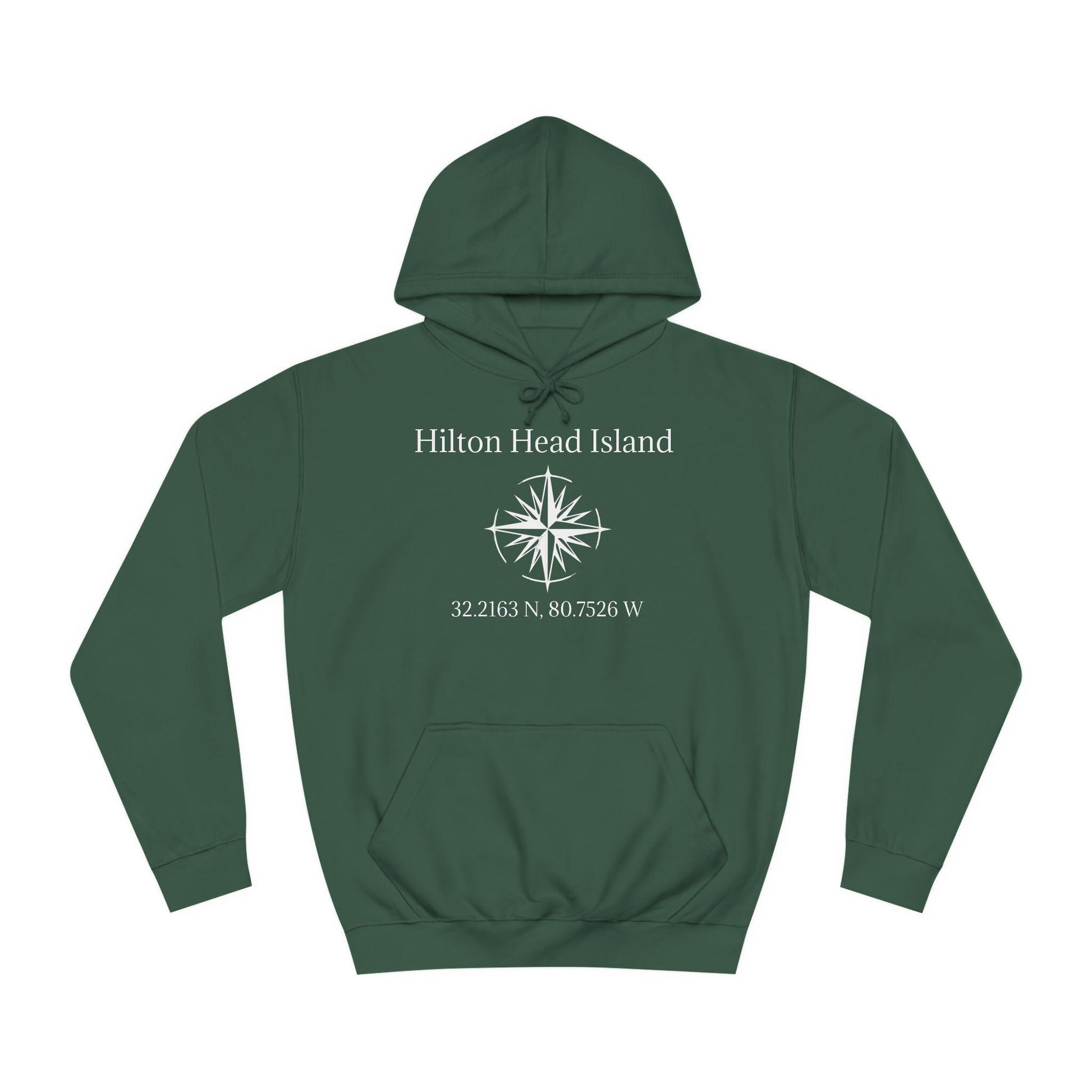 Hoodie Sweatshirt: Compass Rose And HHI latitude/longitude