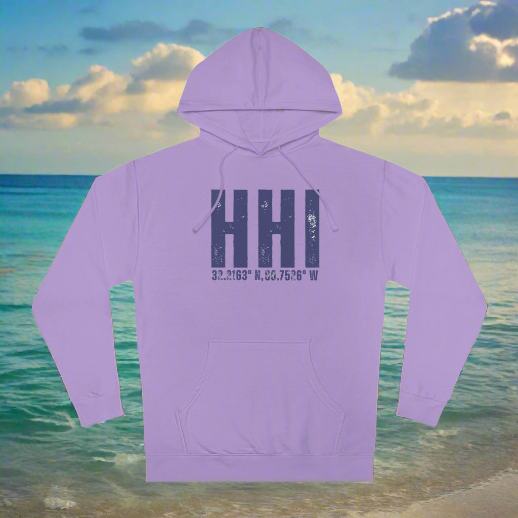 Hilton Head Hoodie Sweatshirt With Latitude/Longitude