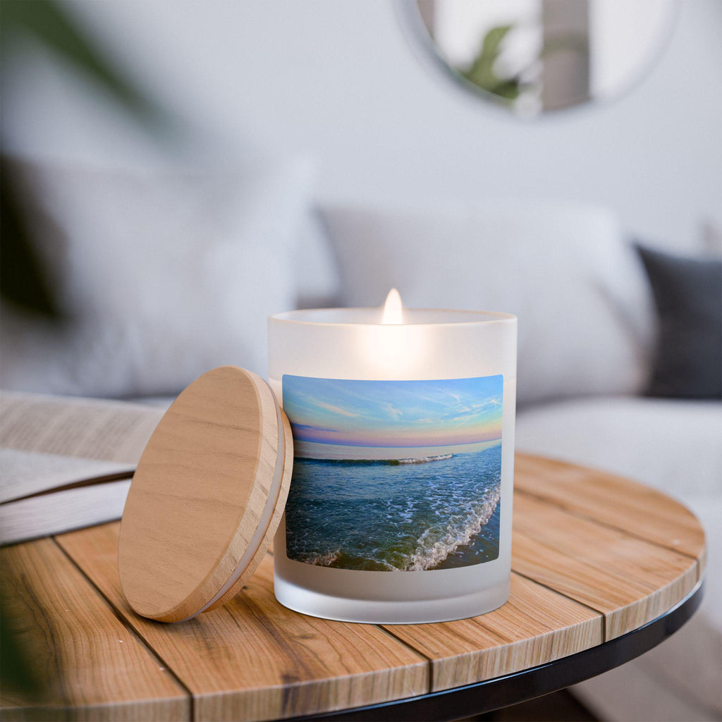 Wood Wick Container Candle With Rainbow Hued Sunset On HHI (11 oz.)