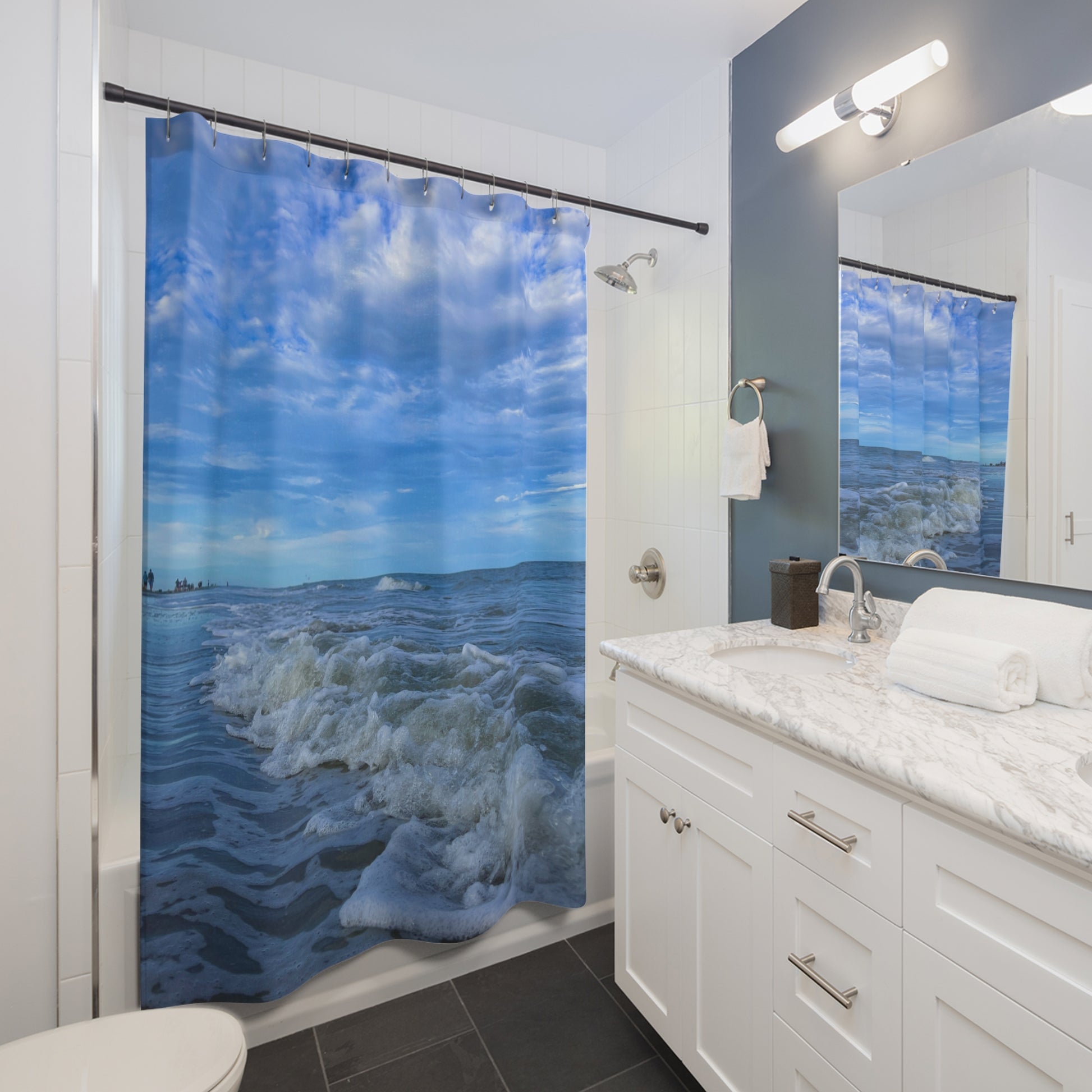Hilton Head Island Beach surf & sky shower curtain