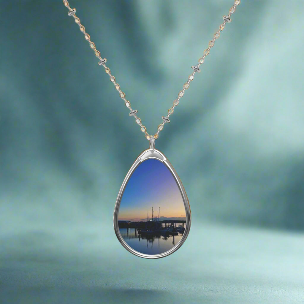 Necklace Featuring A Sunset Over Shelter Cove Marina on HHI