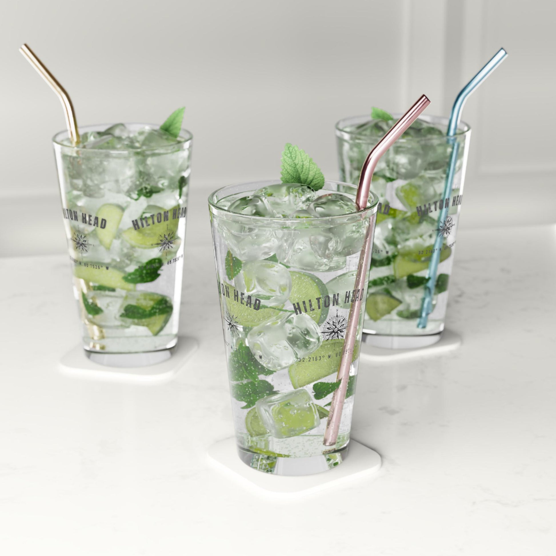 Pint Glasses With Hilton Head Island Latitude/Longitude