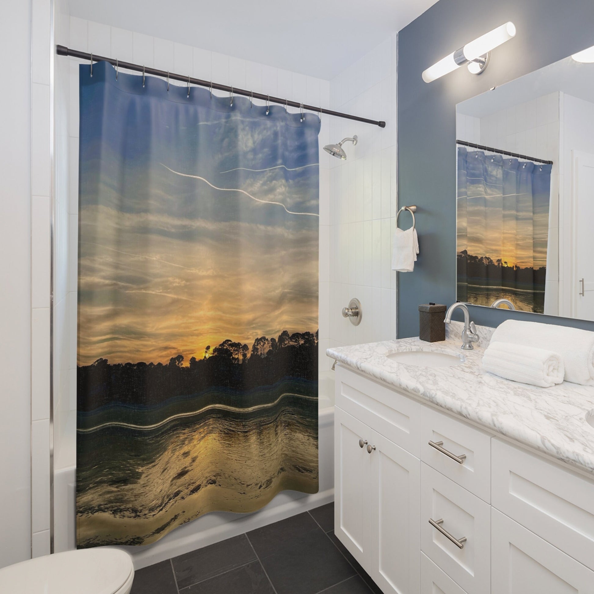 Shower Curtain with Hilton Head Island sunset