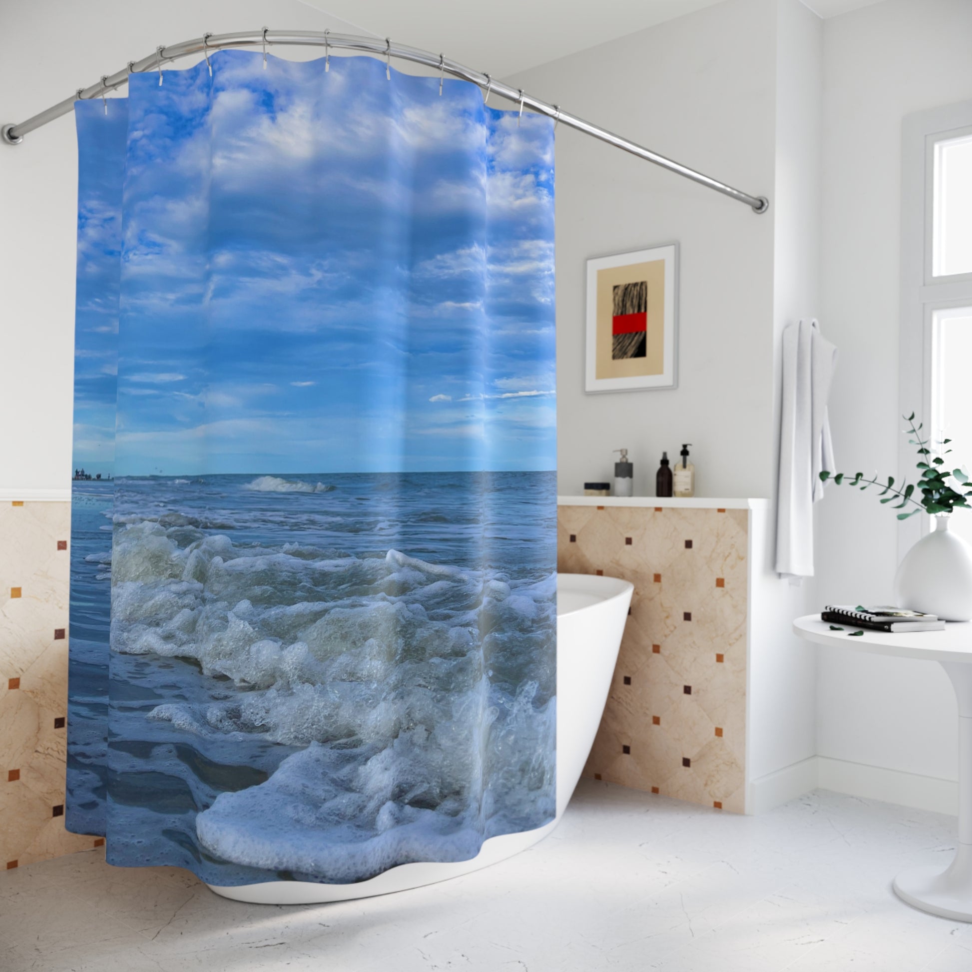 Hilton Head Island Beach surf & sky shower curtain