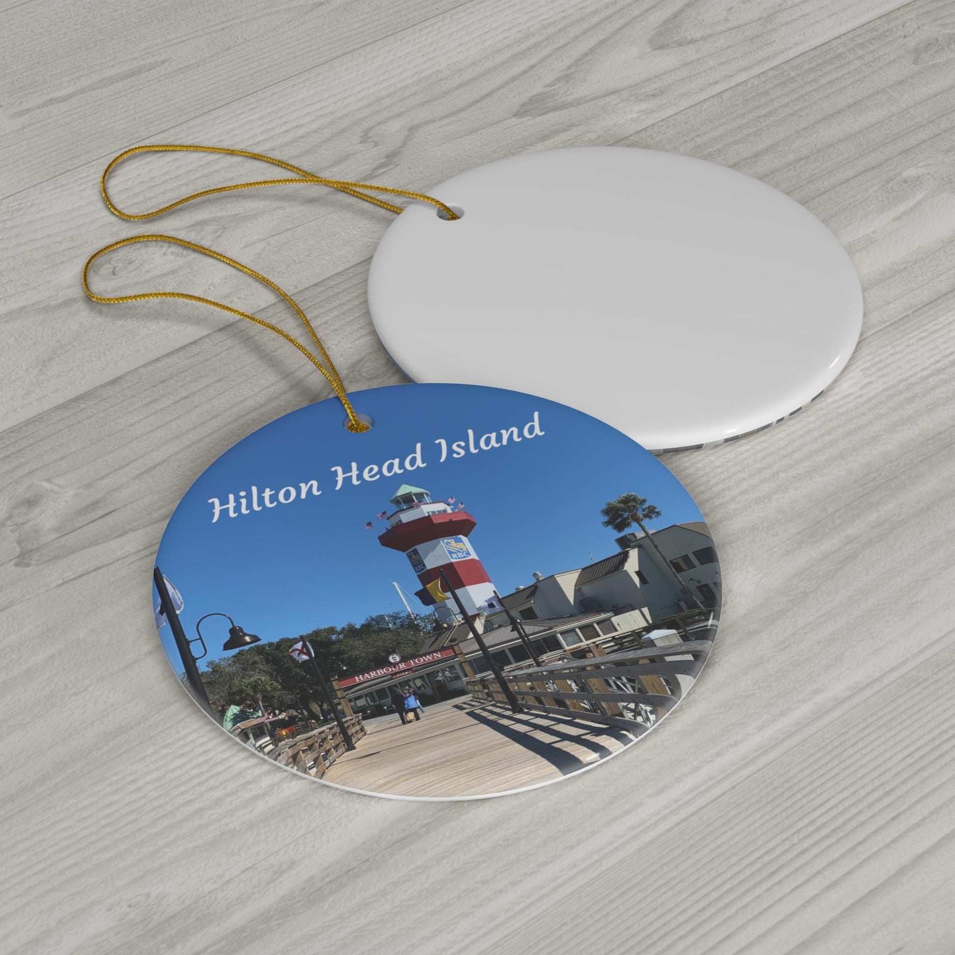 Christmas Ornament With Sea Pines Light House Imagery