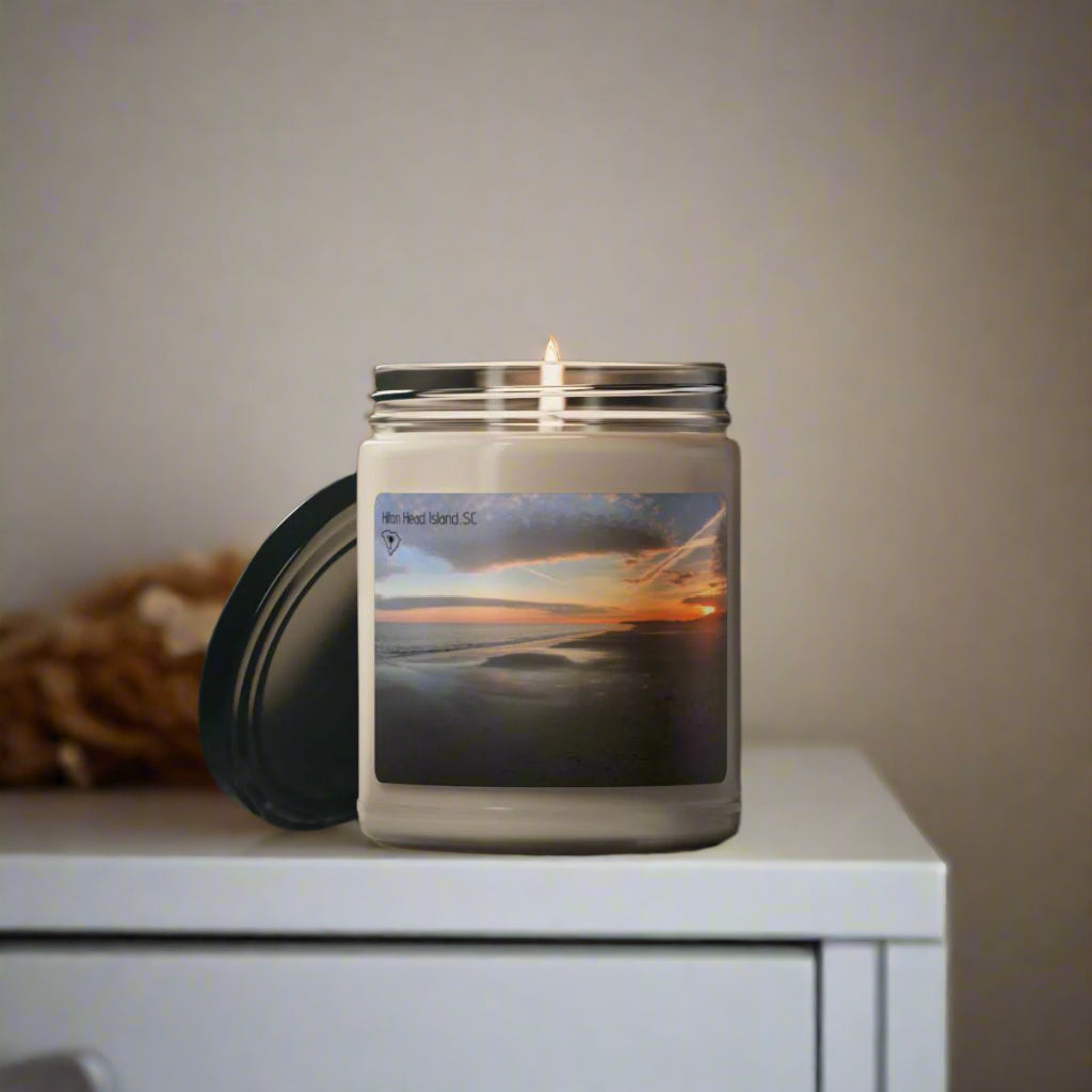 Jar Candle With Pastel Sunset Container Candle (9oz), Hilton Head Island