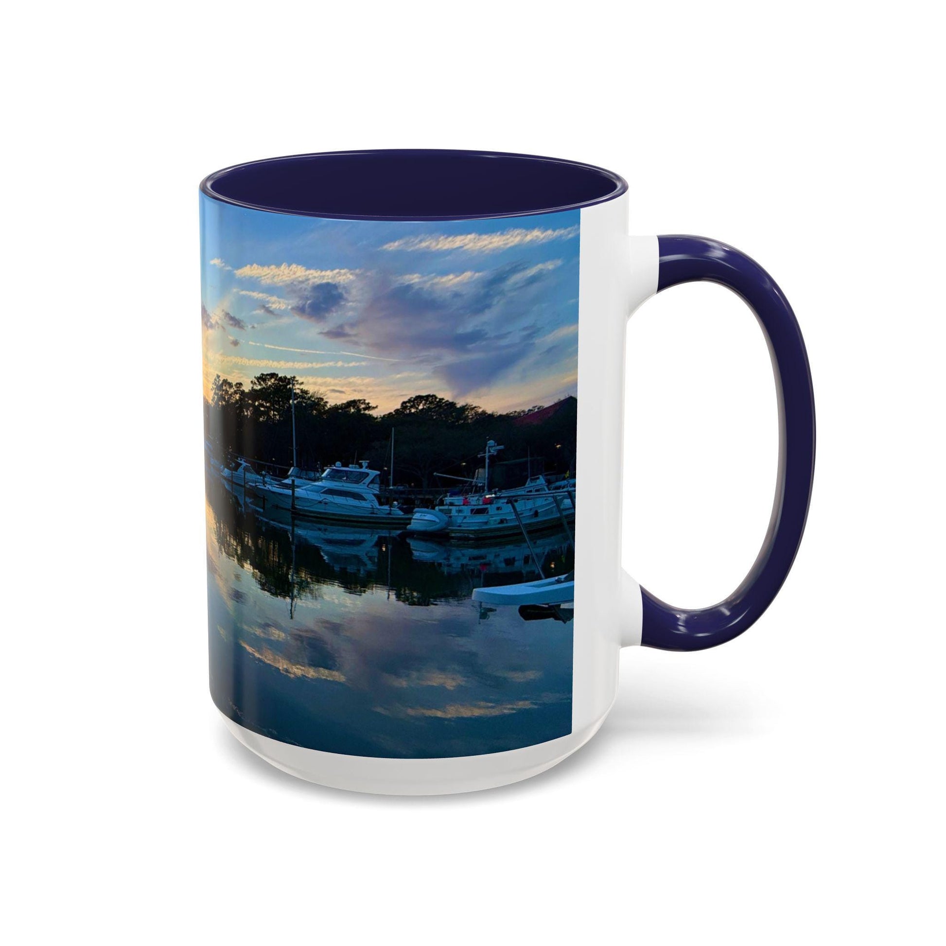 Coffee Mug With Shelter Cove Marina At Sunset (15 oz.)