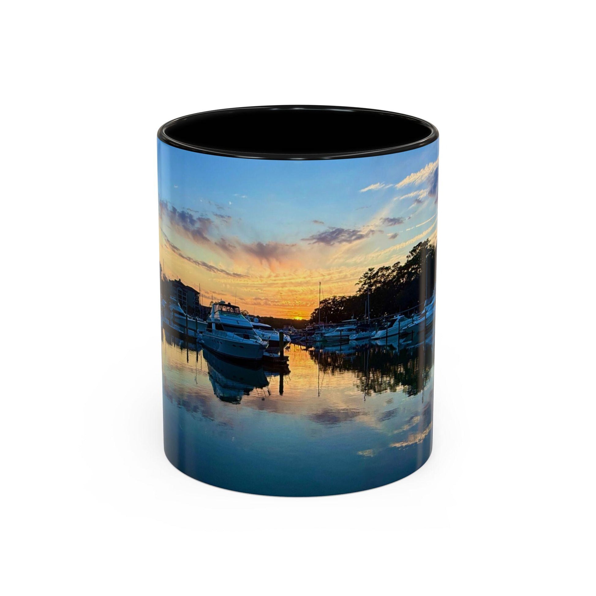 Coffee Mug With Shelter Cove Marina At Sunset (15 oz.)