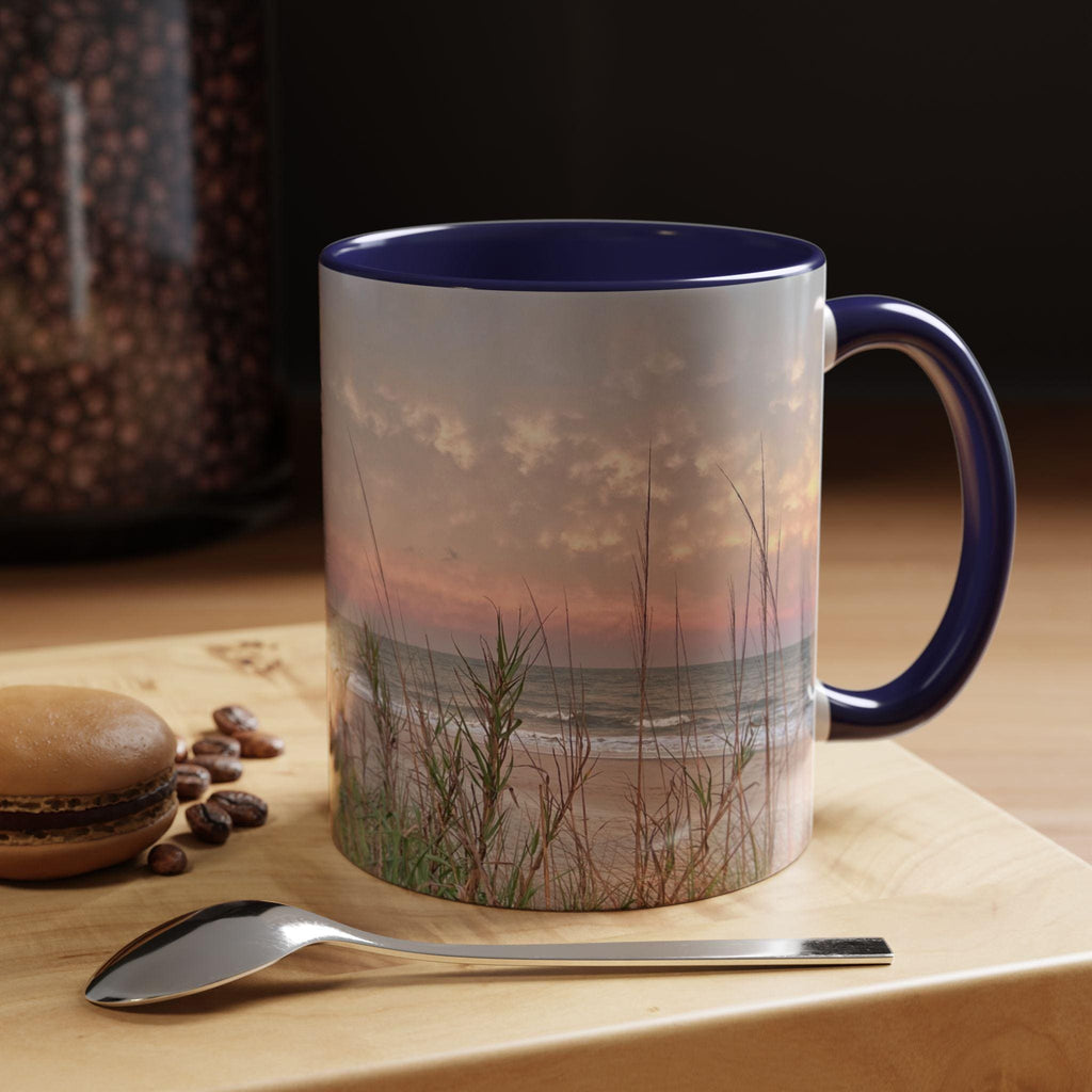 Mug With Folly Field Beach Dunes On Hilton Head Island at sunset, 15 oz.