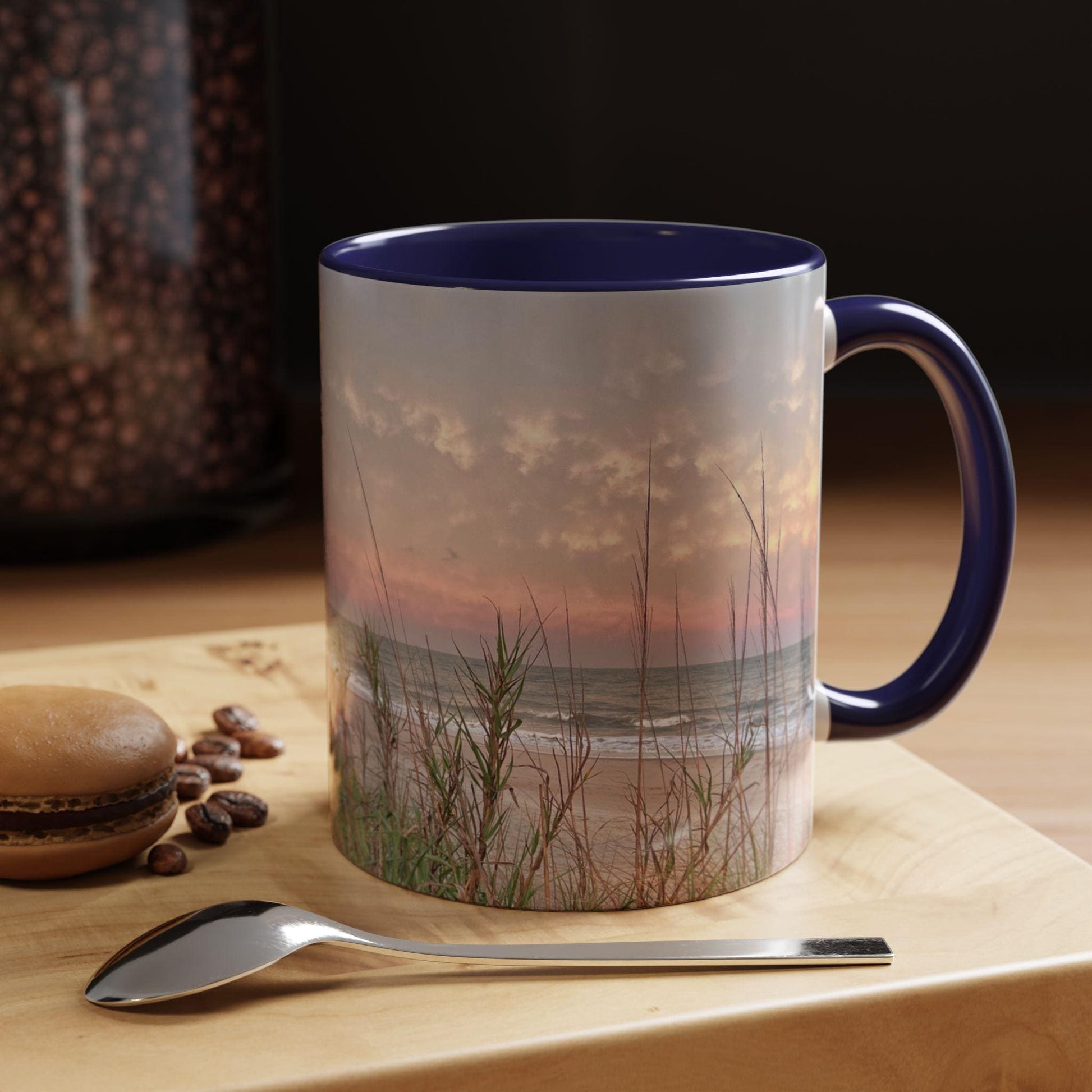 Mug With Folly Field Beach Dunes On Hilton Head Island at sunset, 15 oz.