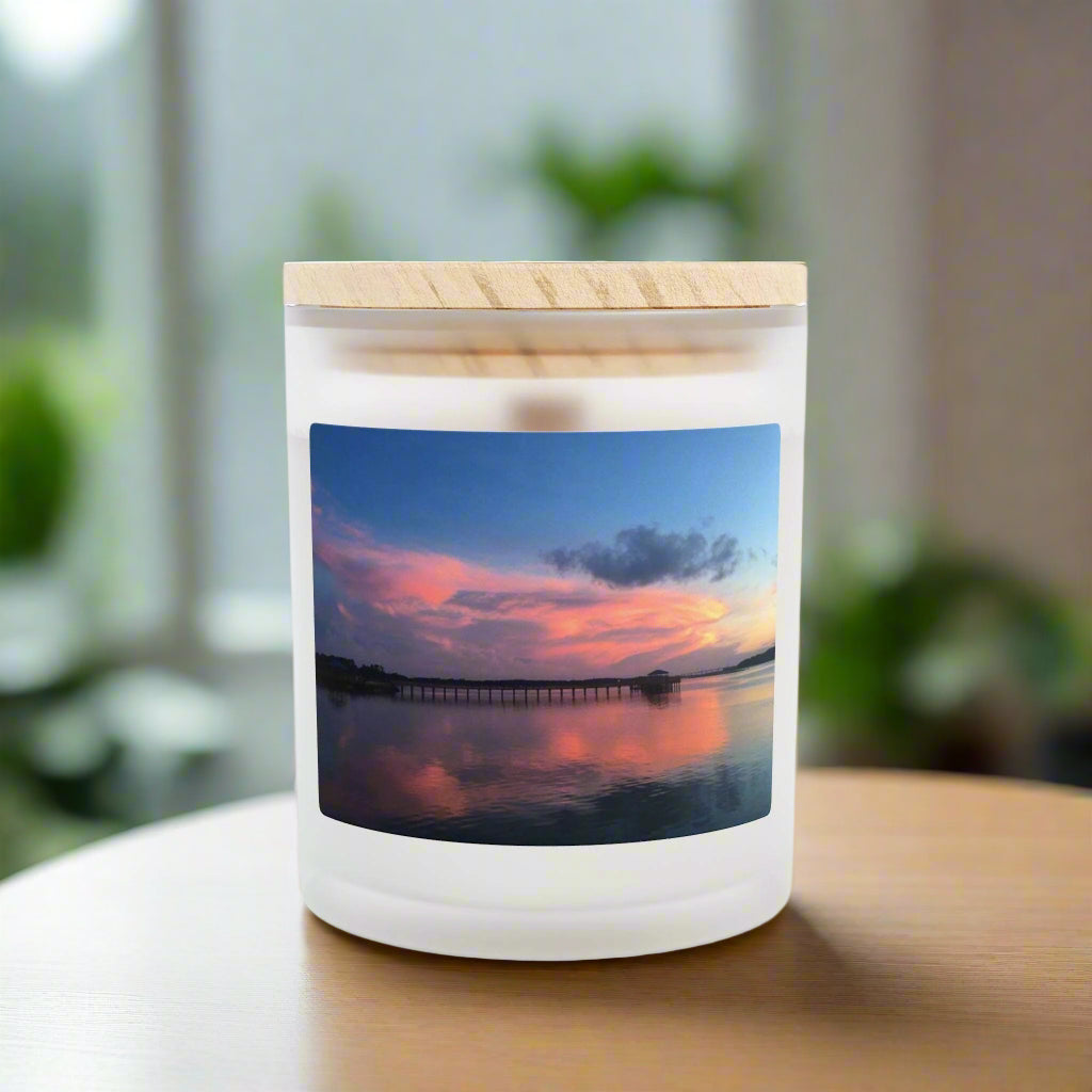 Wood Wick Container Candle With Orange Cloud Over Skull Creek, HHI (11 oz.)