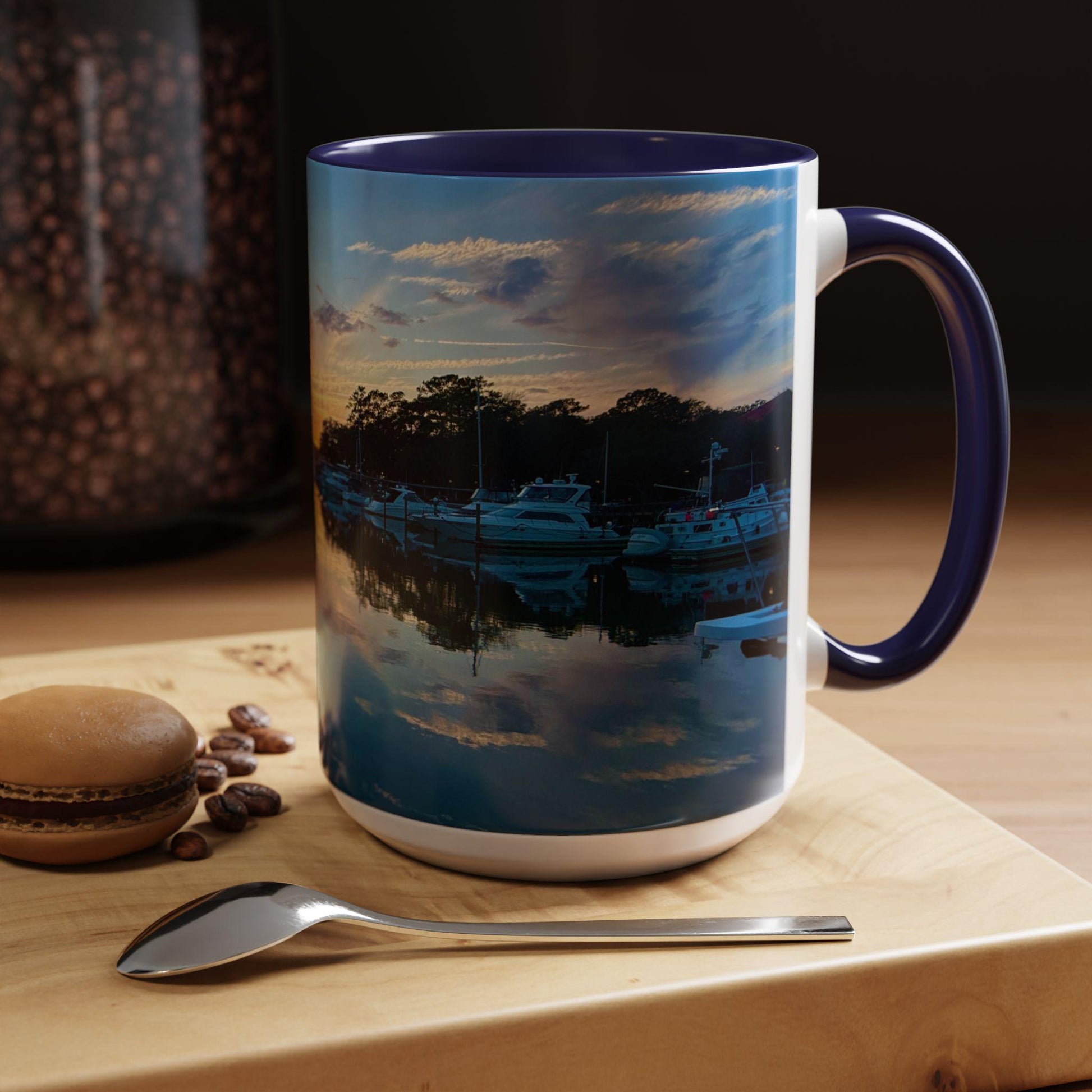 Coffee Mug With Shelter Cove Marina At Sunset (15 oz.)