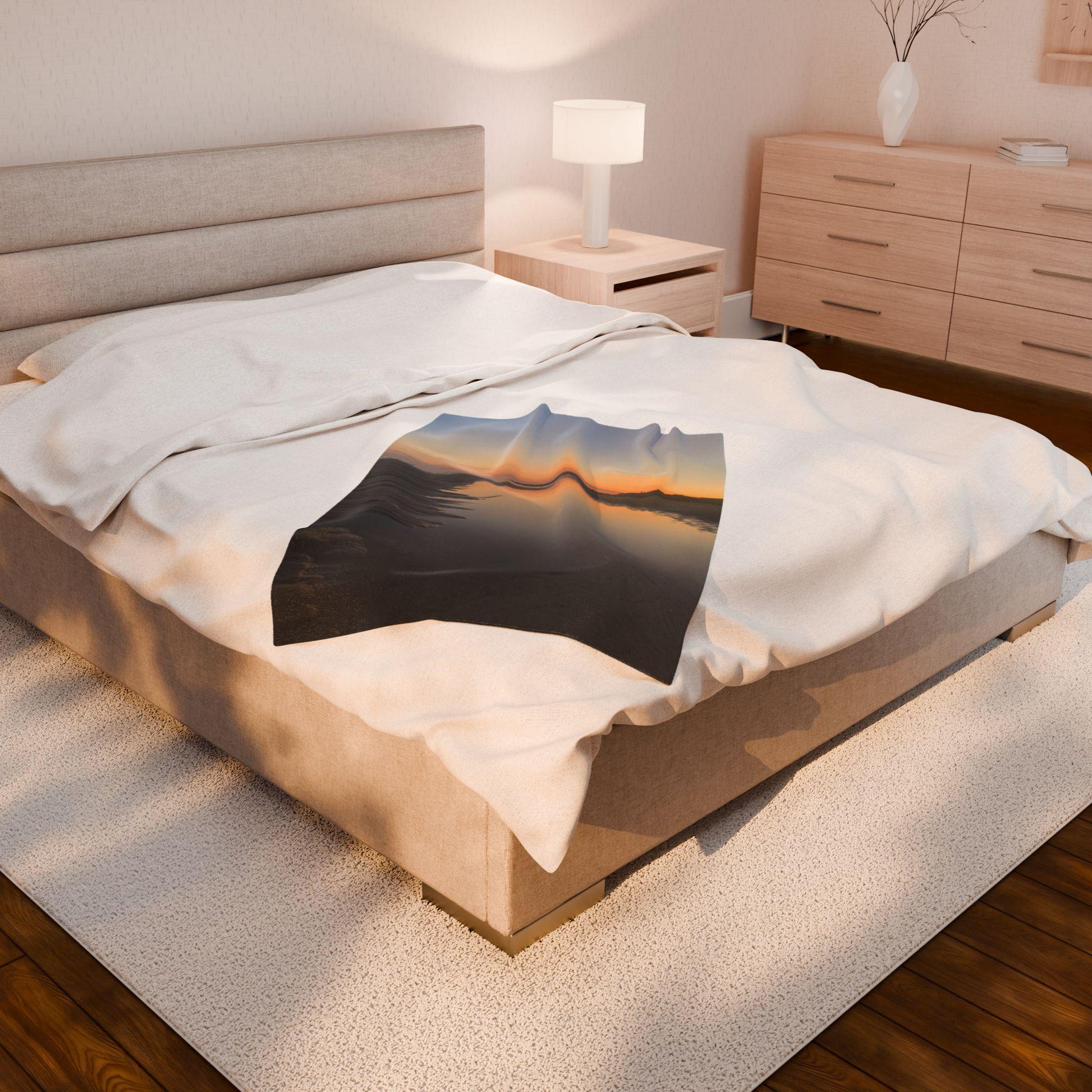 Velveteen Blanket With Sunset Reflected in Tidal Pool on Hilton Head Island