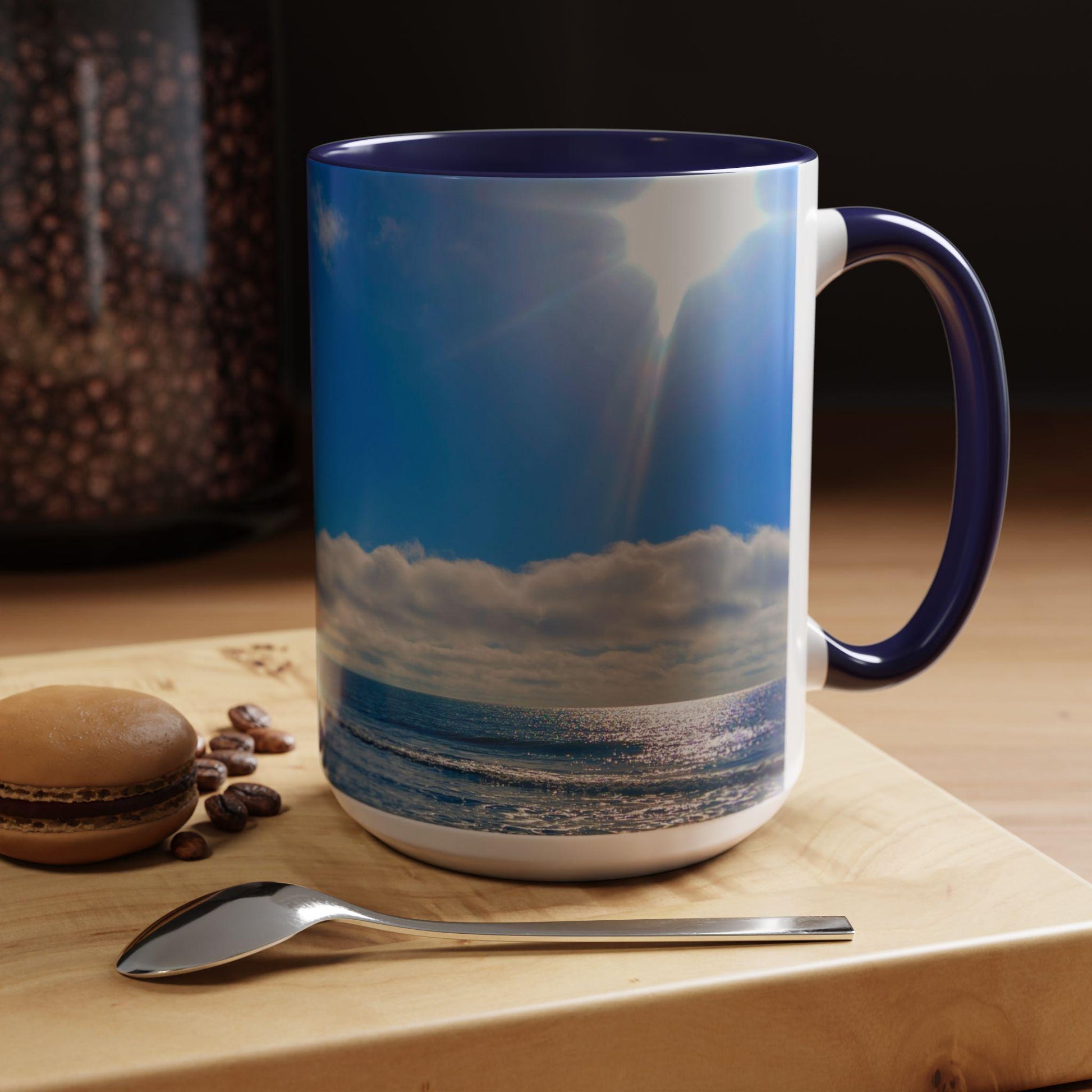 Coffee Mug With A Blue Ocean And Bright Blue Sky (15 oz.)