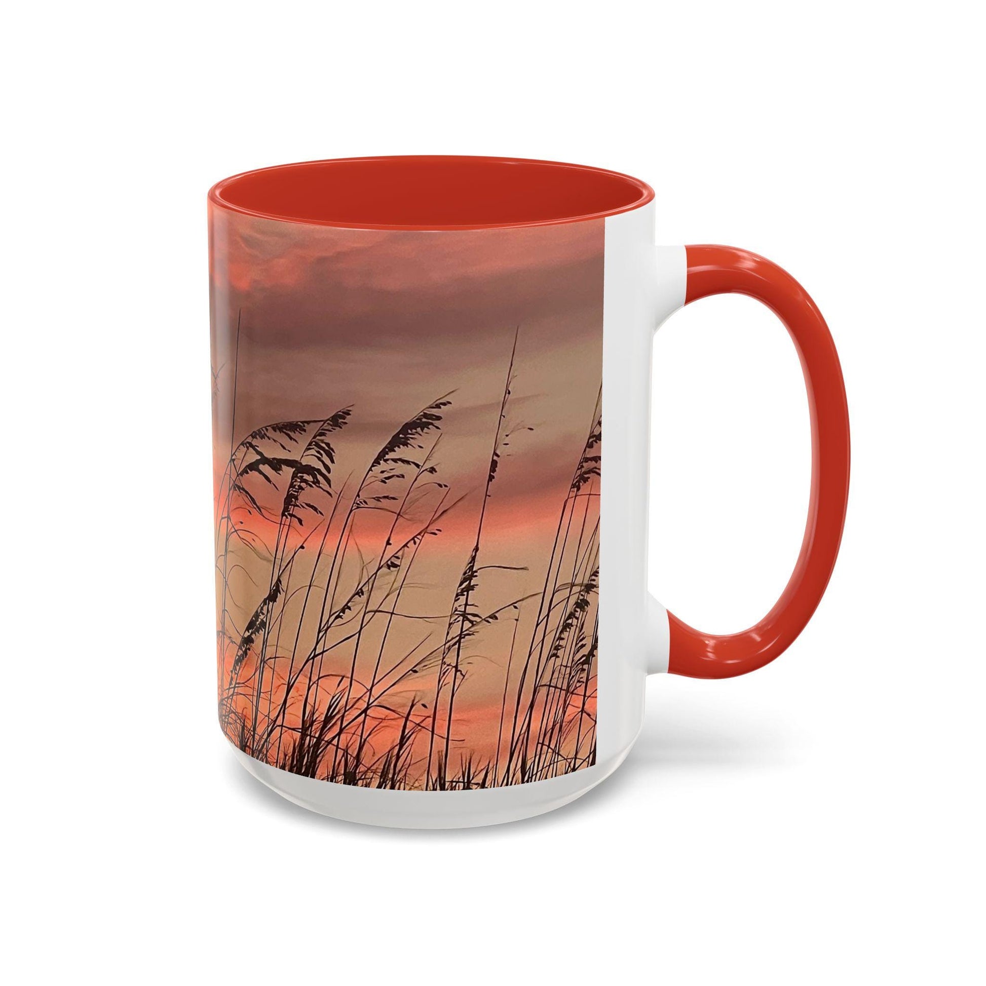 Coffee Mug With Orange Sunset and Sea Oats (15 oz.)