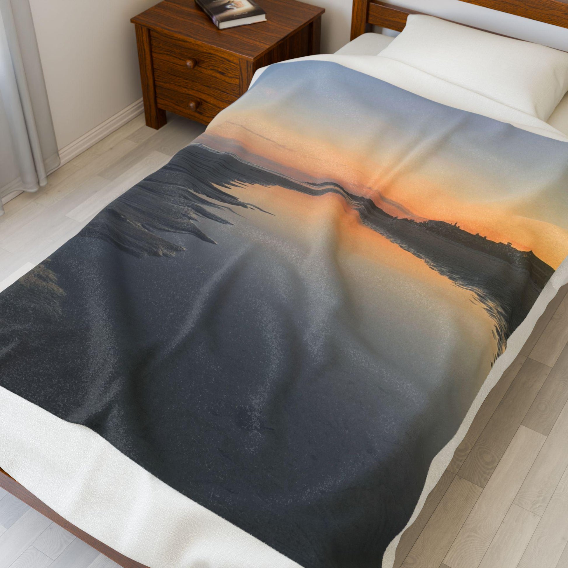 Velveteen Blanket With Sunset Reflected in Tidal Pool on Hilton Head Island