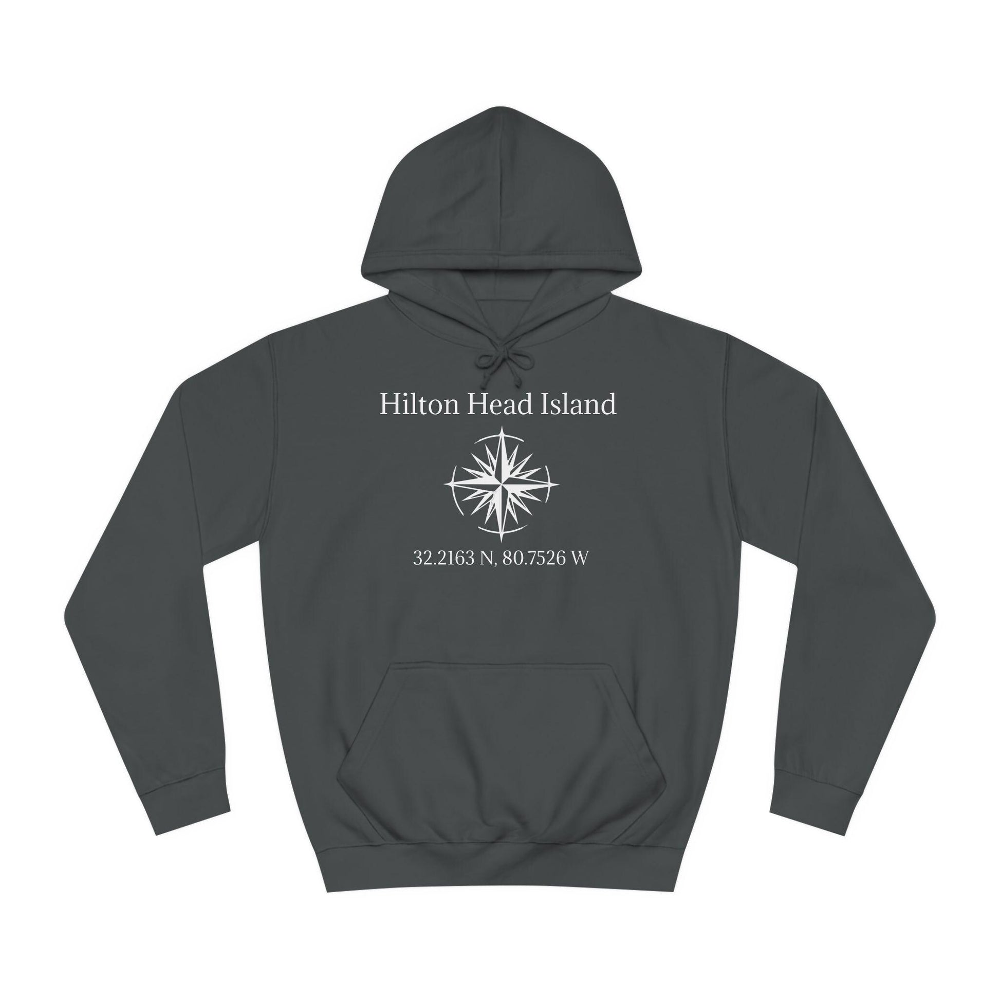 Hoodie Sweatshirt: Compass Rose And HHI latitude/longitude