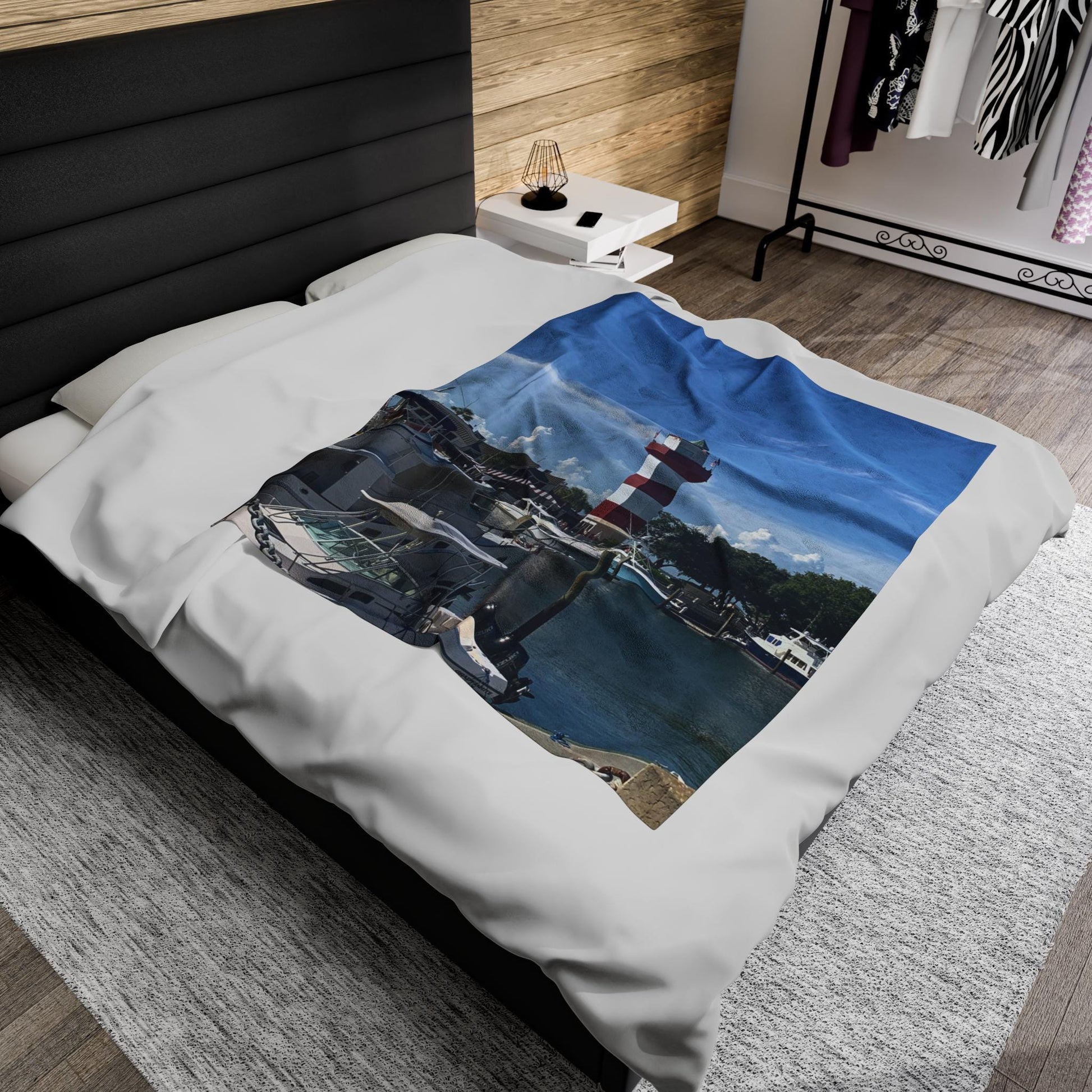 Velveteen Blanket With Sea Pines Light House