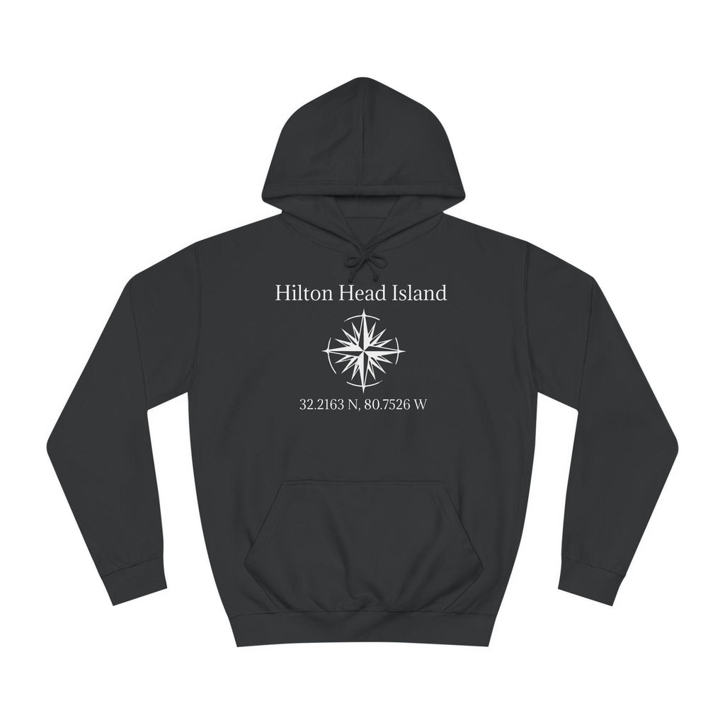 Hoodie Sweatshirt: Compass Rose And HHI latitude/longitude