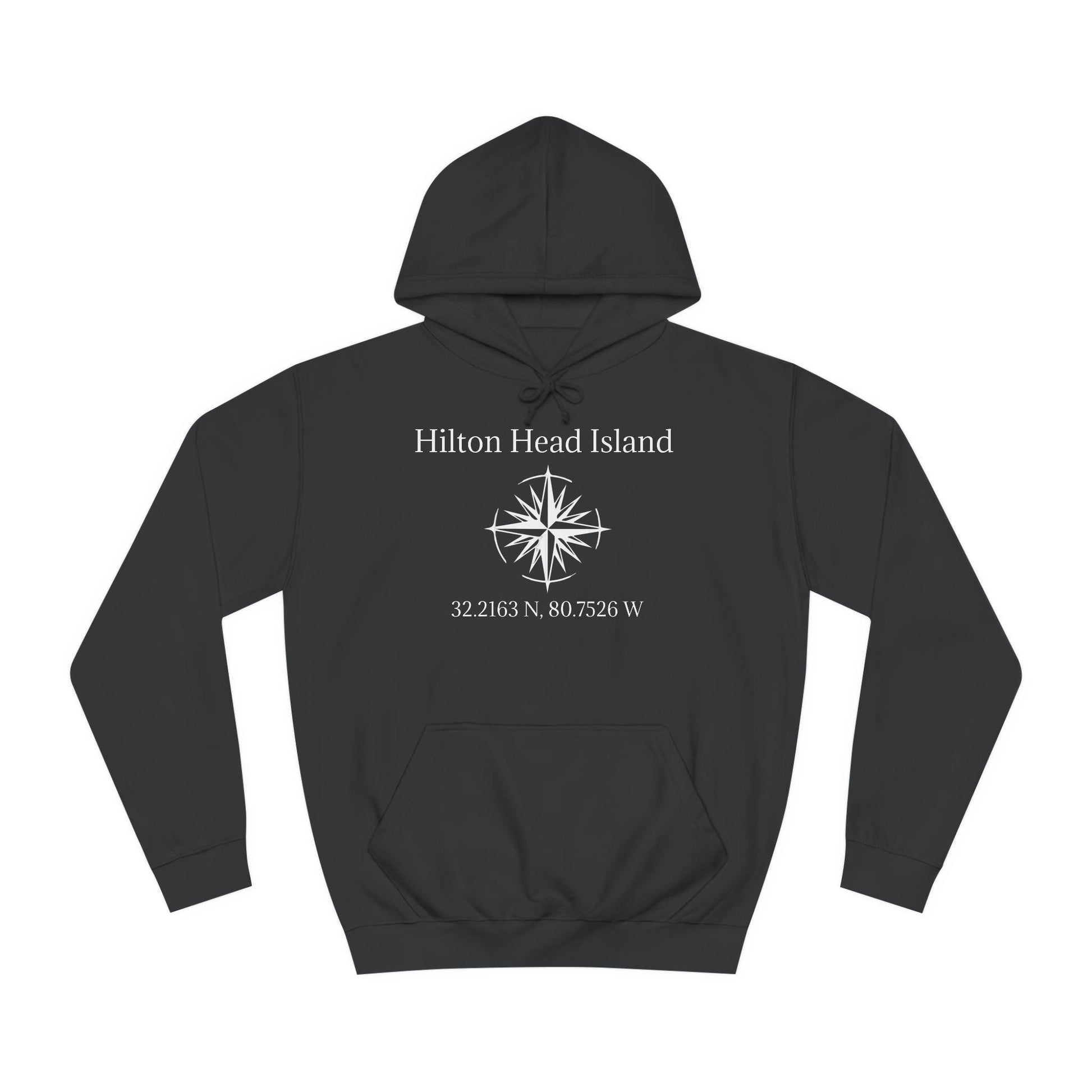 Hoodie Sweatshirt: Compass Rose And HHI latitude/longitude