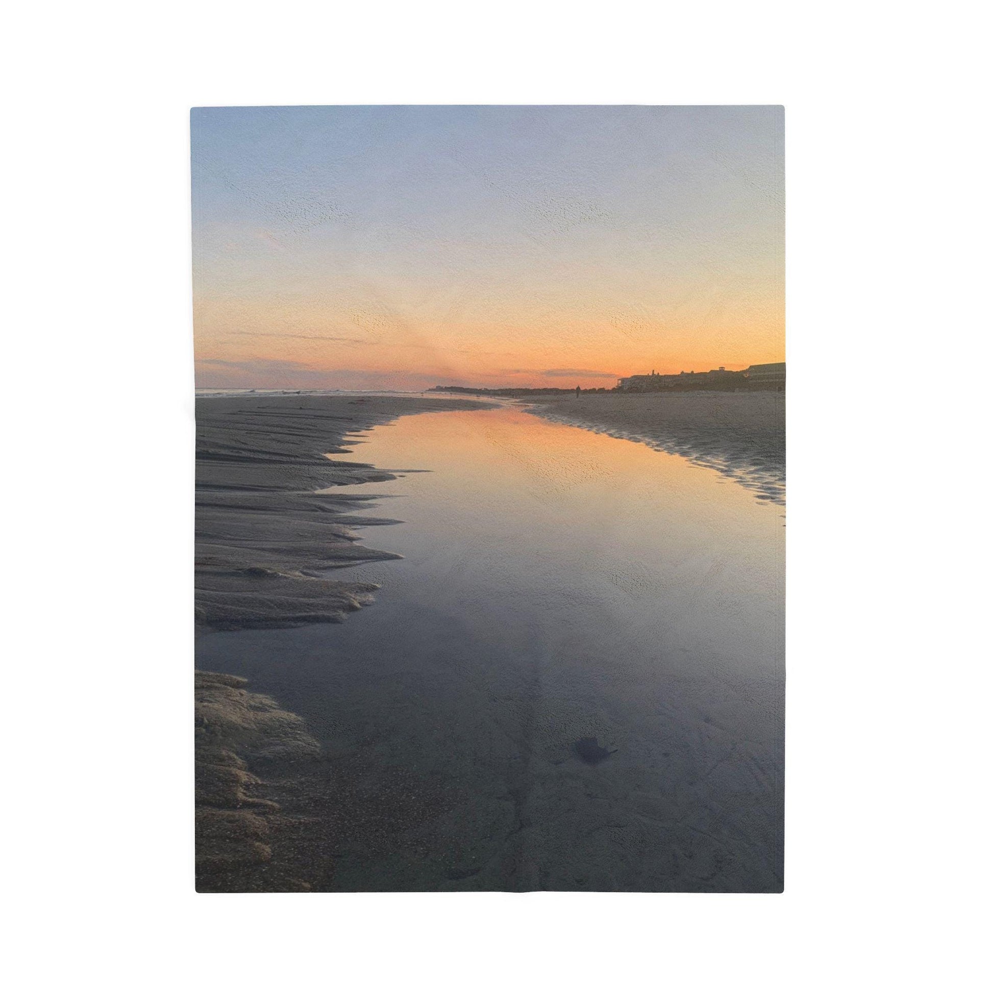 Velveteen Blanket With Sunset Reflected in Tidal Pool on Hilton Head Island
