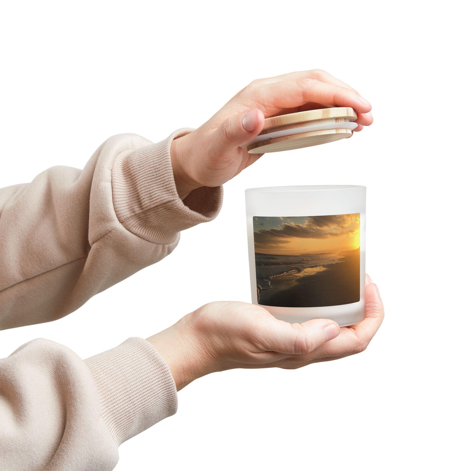 Wood Wick Container Candle Sunrise on Folly Field Beach on HHI (11 oz.)