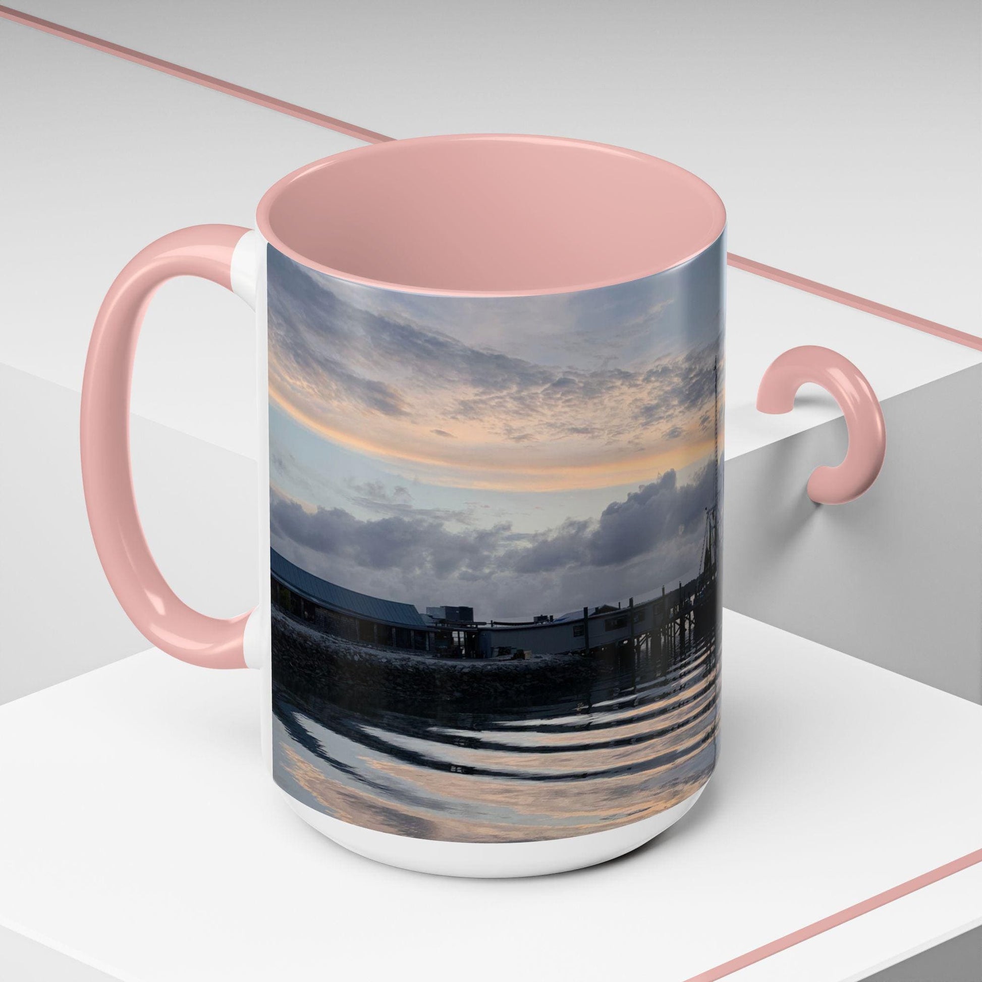 Coffee Mug With Fishing Boat At Sunset on HHI, (15 oz.)