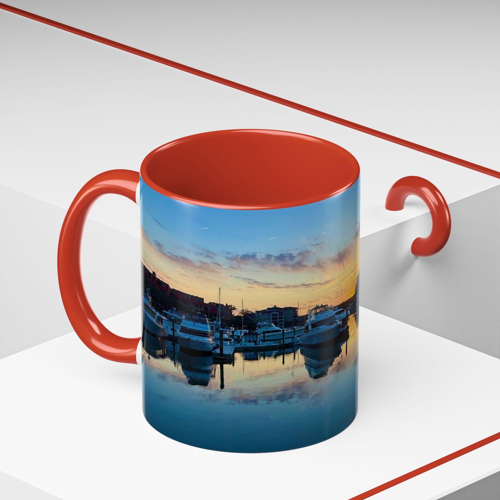 Coffee Mug With Shelter Cove Marina At Sunset (15 oz.)