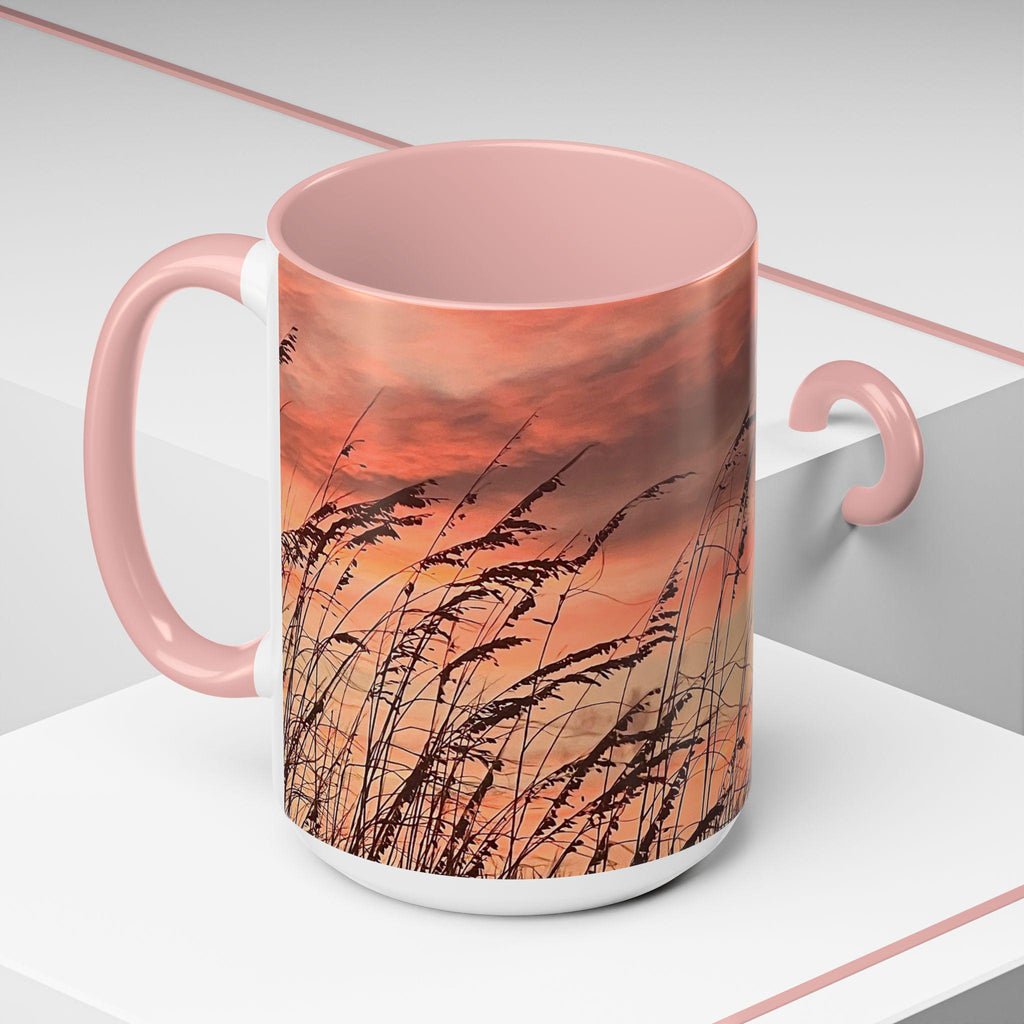 Coffee Mug With Orange Sunset and Sea Oats (15 oz.)