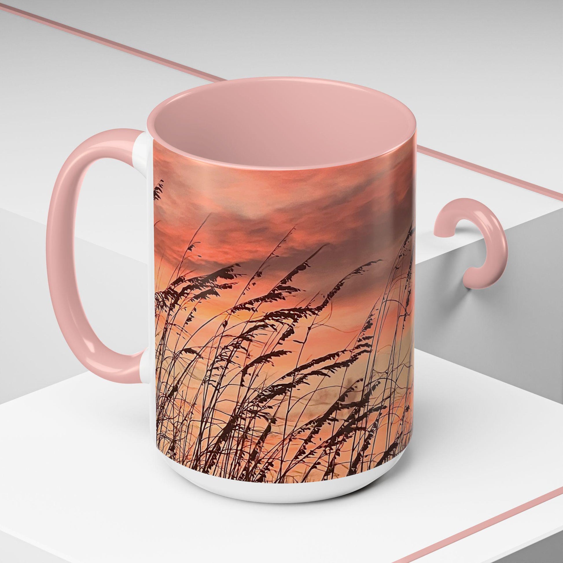 Coffee Mug With Orange Sunset and Sea Oats (15 oz.)