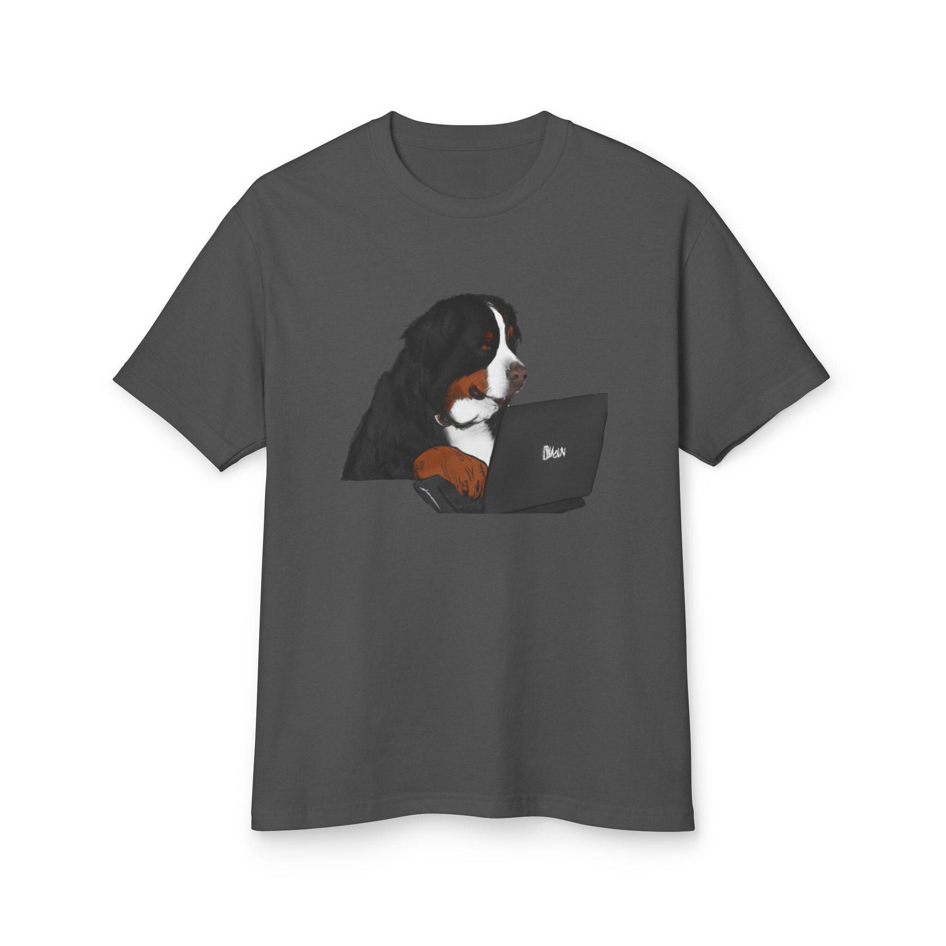 T-Shirt With Tech Savvy Bernese Mountain Dog On Laptop