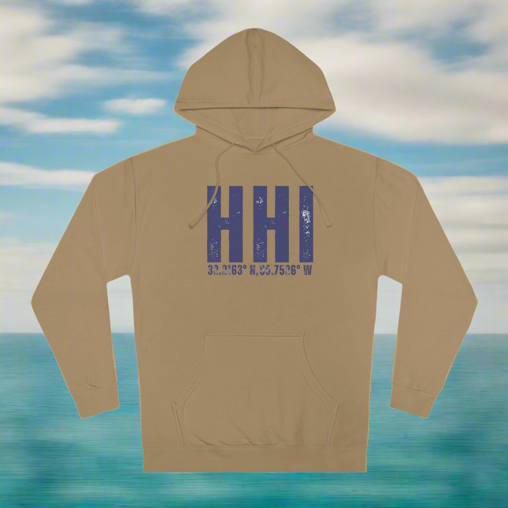 Hilton Head Hoodie Sweatshirt With Latitude/Longitude