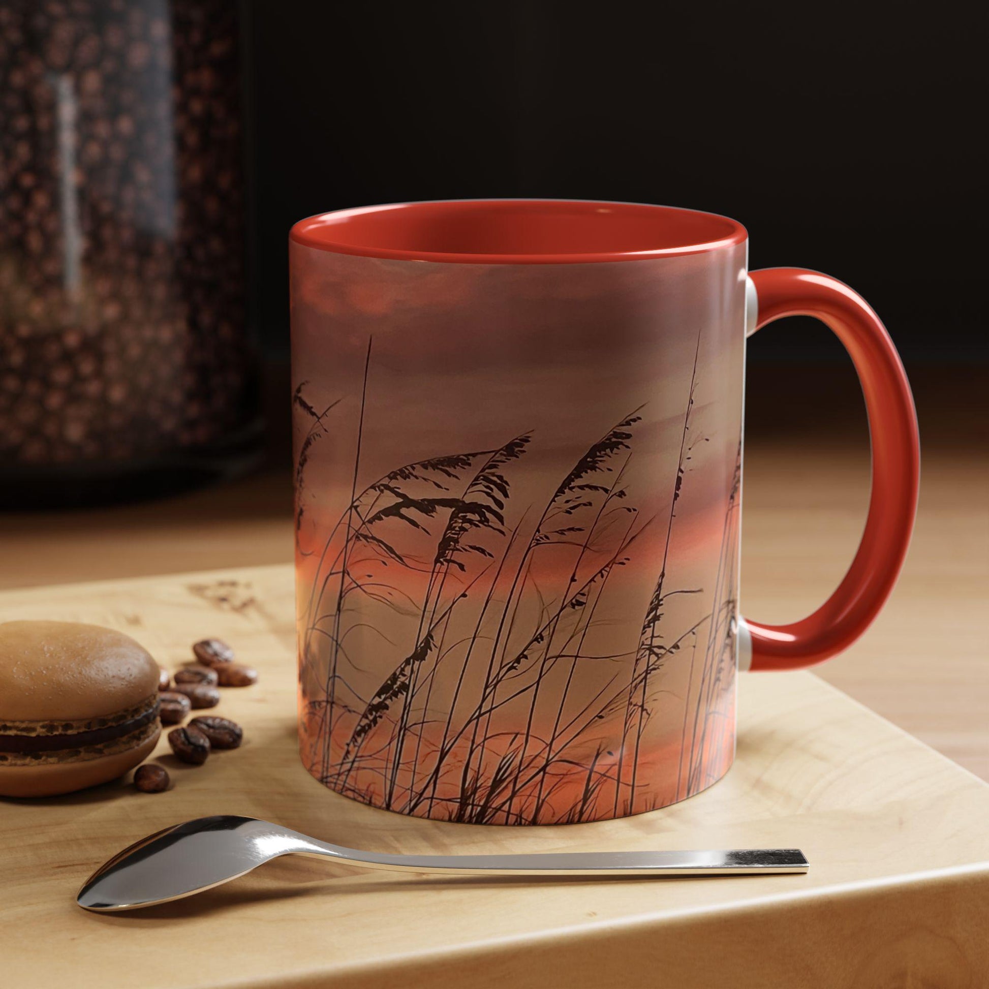 Coffee Mug With Orange Sunset and Sea Oats (15 oz.)