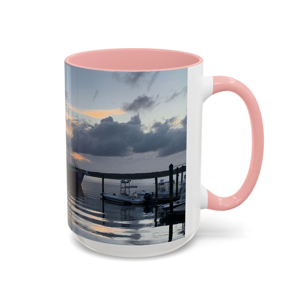 Coffee Mug With Fishing Boat At Sunset on HHI, (15 oz.)