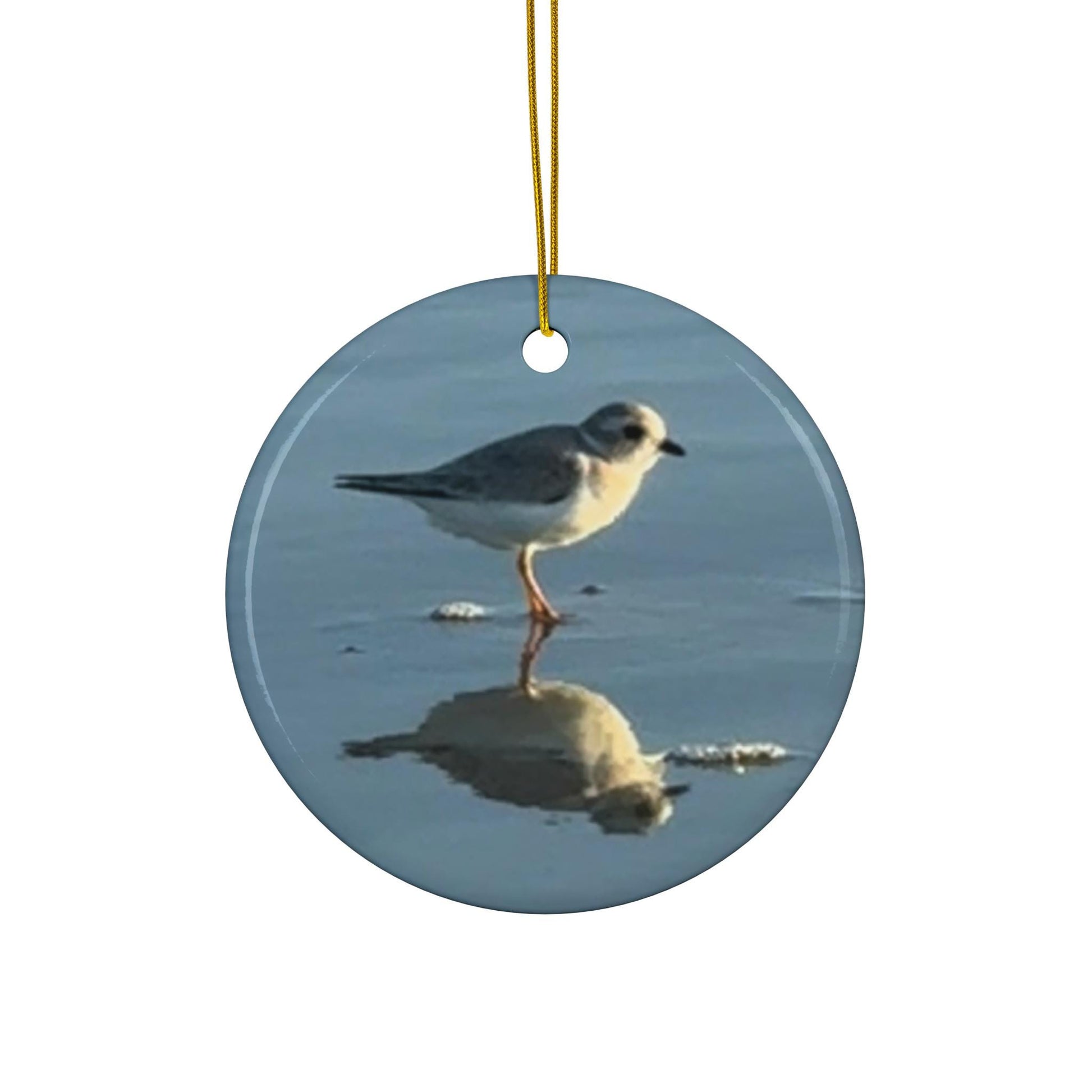 Christmas Ornament, Featuring a plover on the beach at Hilton Head Island