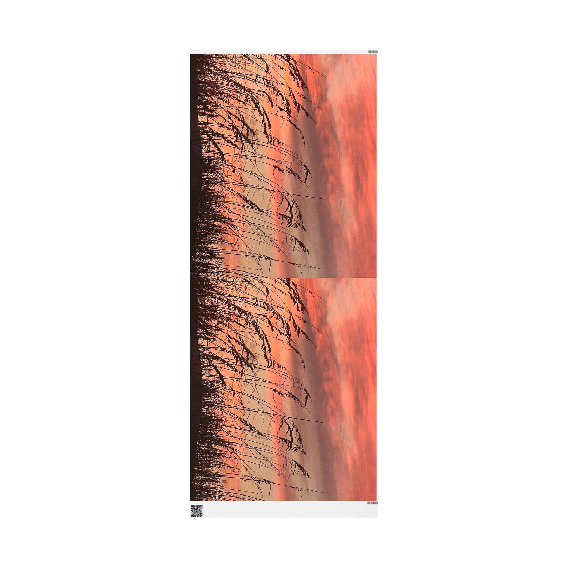 Gift Wrap With Orange Sunset And Sea Oats