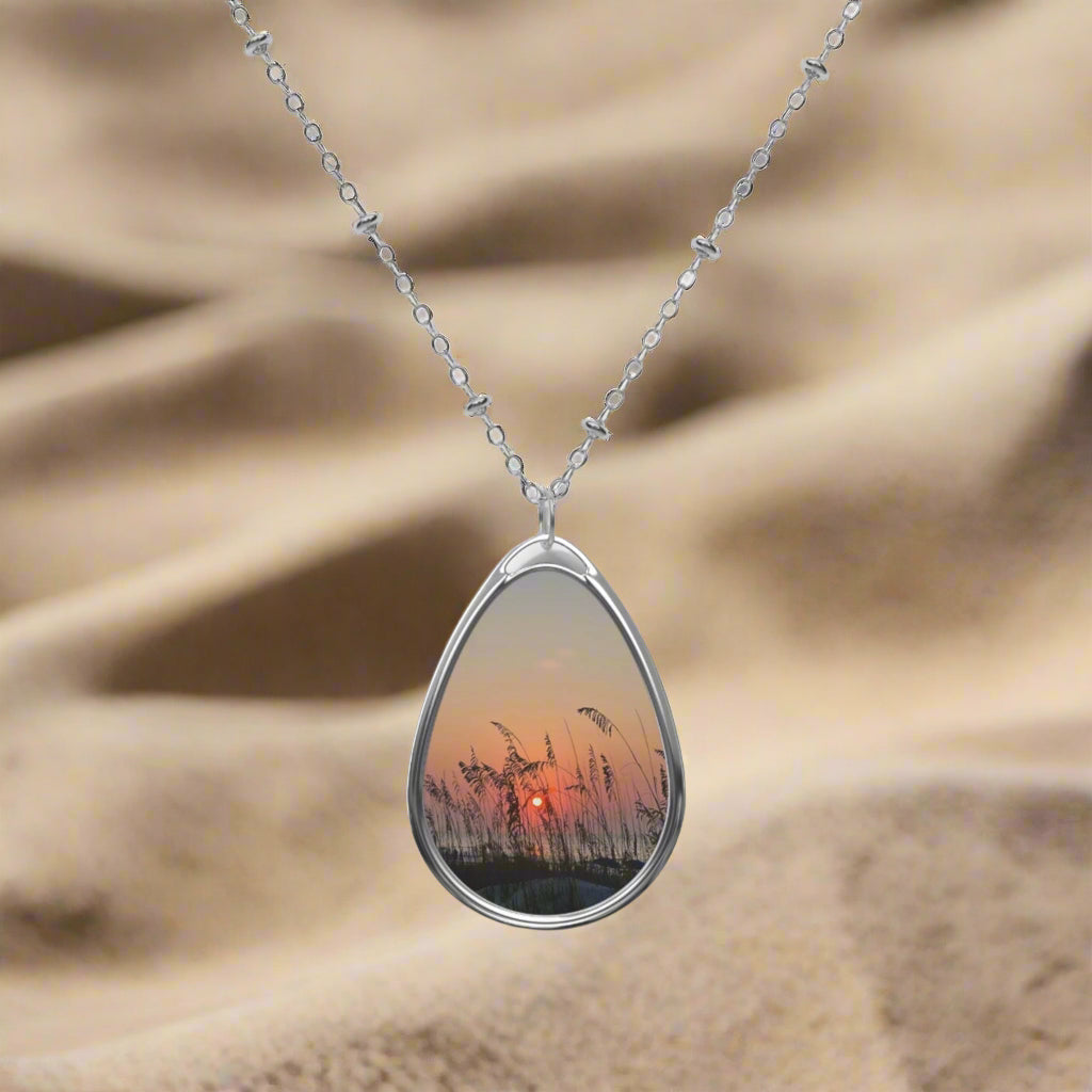 Necklace with Hilton Head Island Sunset And Sea Oats
