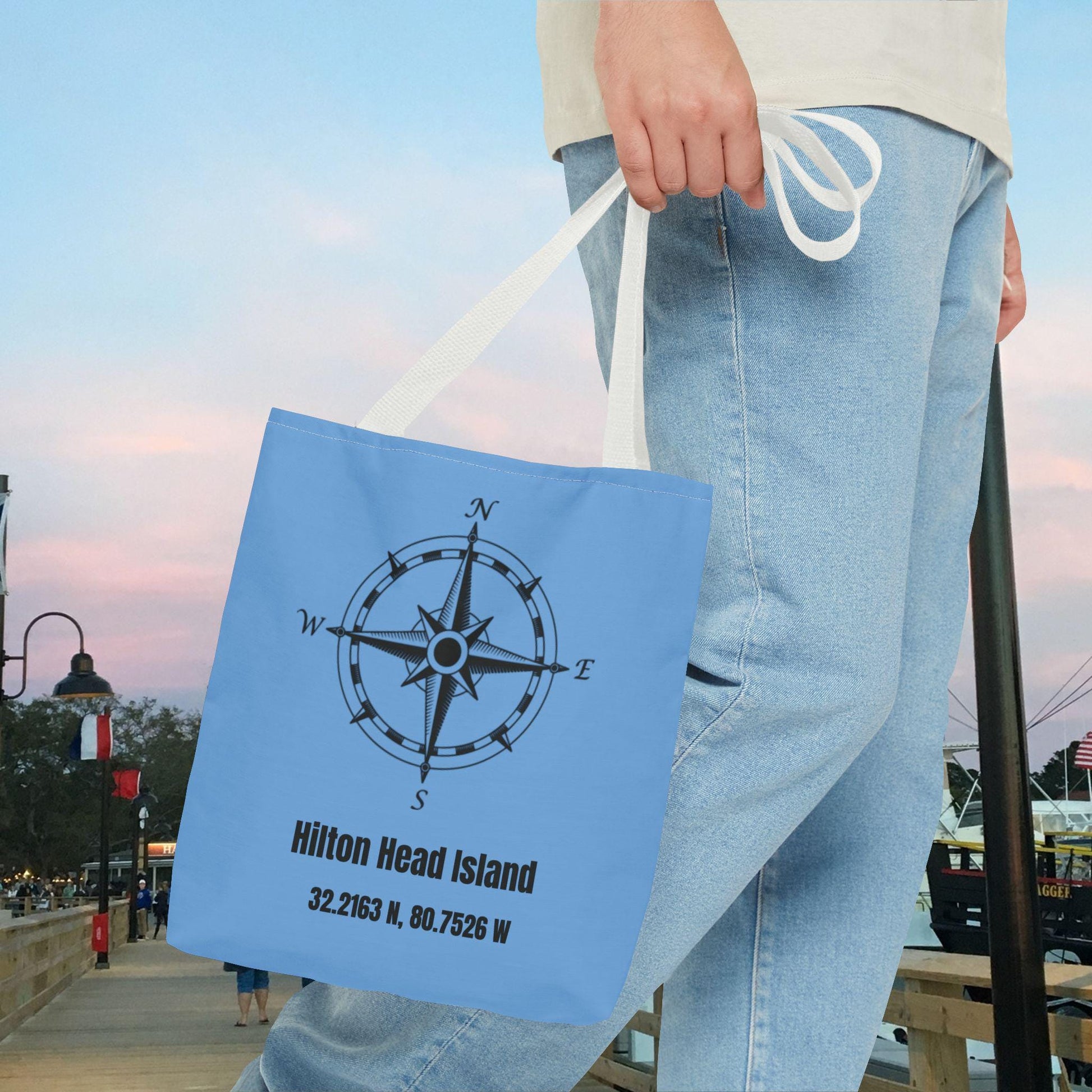 Tote bag: Compass Rose And HHI Latitude/Longitude
