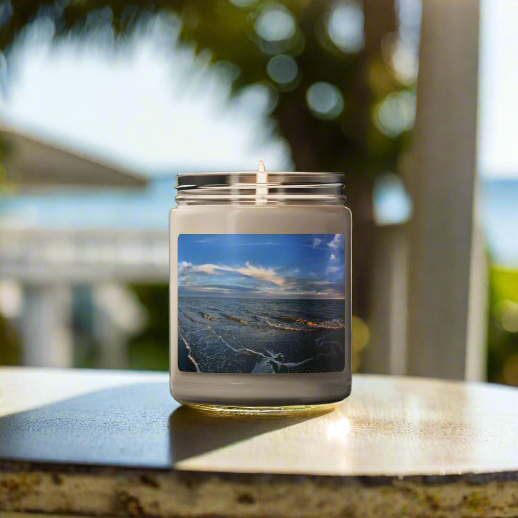 Jar candle (9 oz.) with surf and windswept clouds