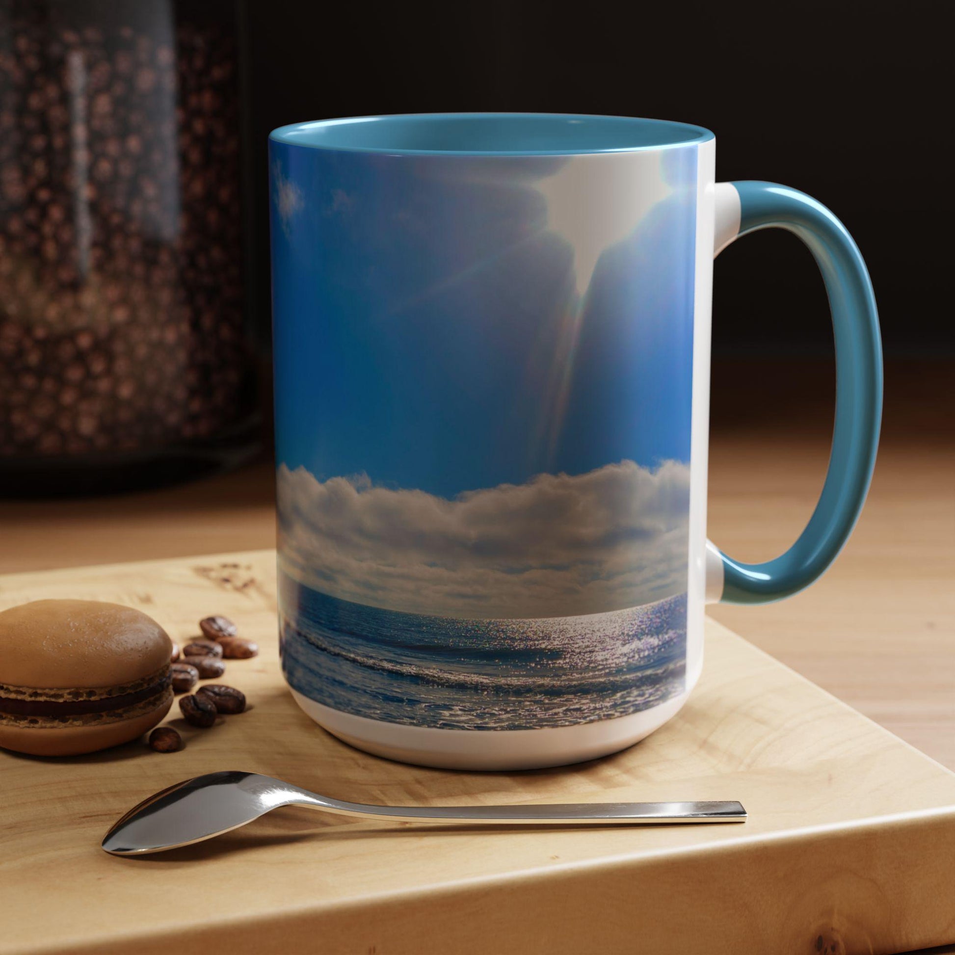 Coffee Mug With A Blue Ocean And Bright Blue Sky (15 oz.)