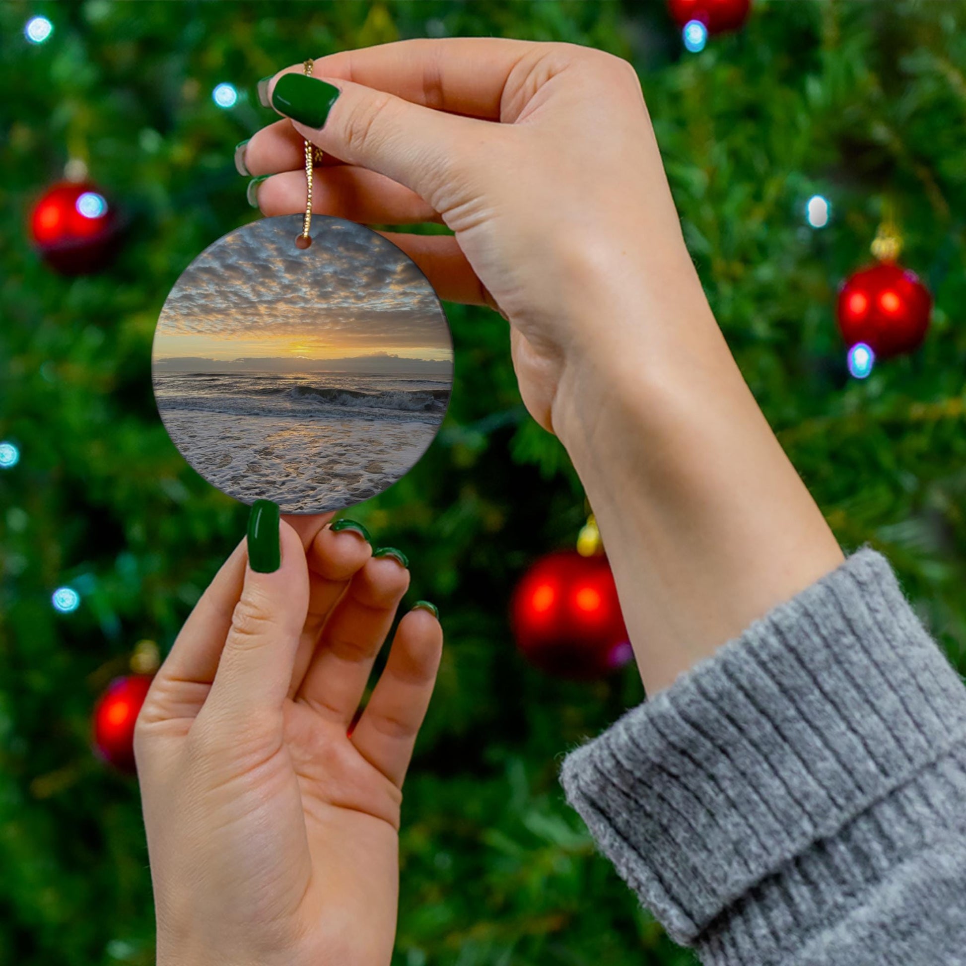 Christmas Ornament, Sunrise On Palmetto Dunes Beach On HHI
