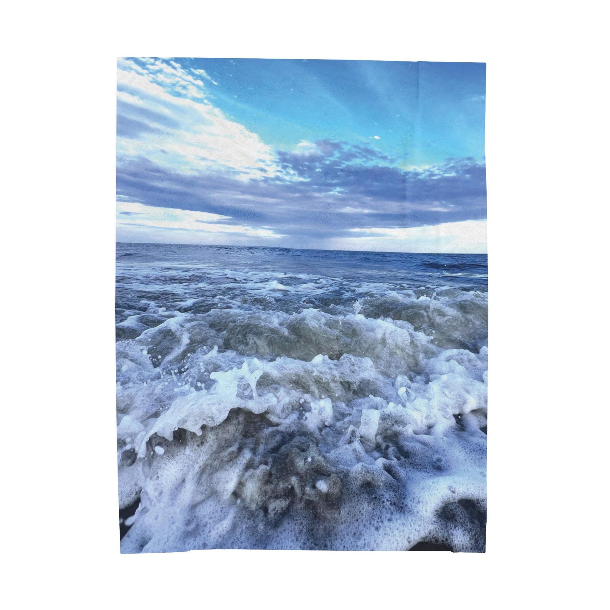 Velveteen Blanket Blue Crashing Waves and Sky